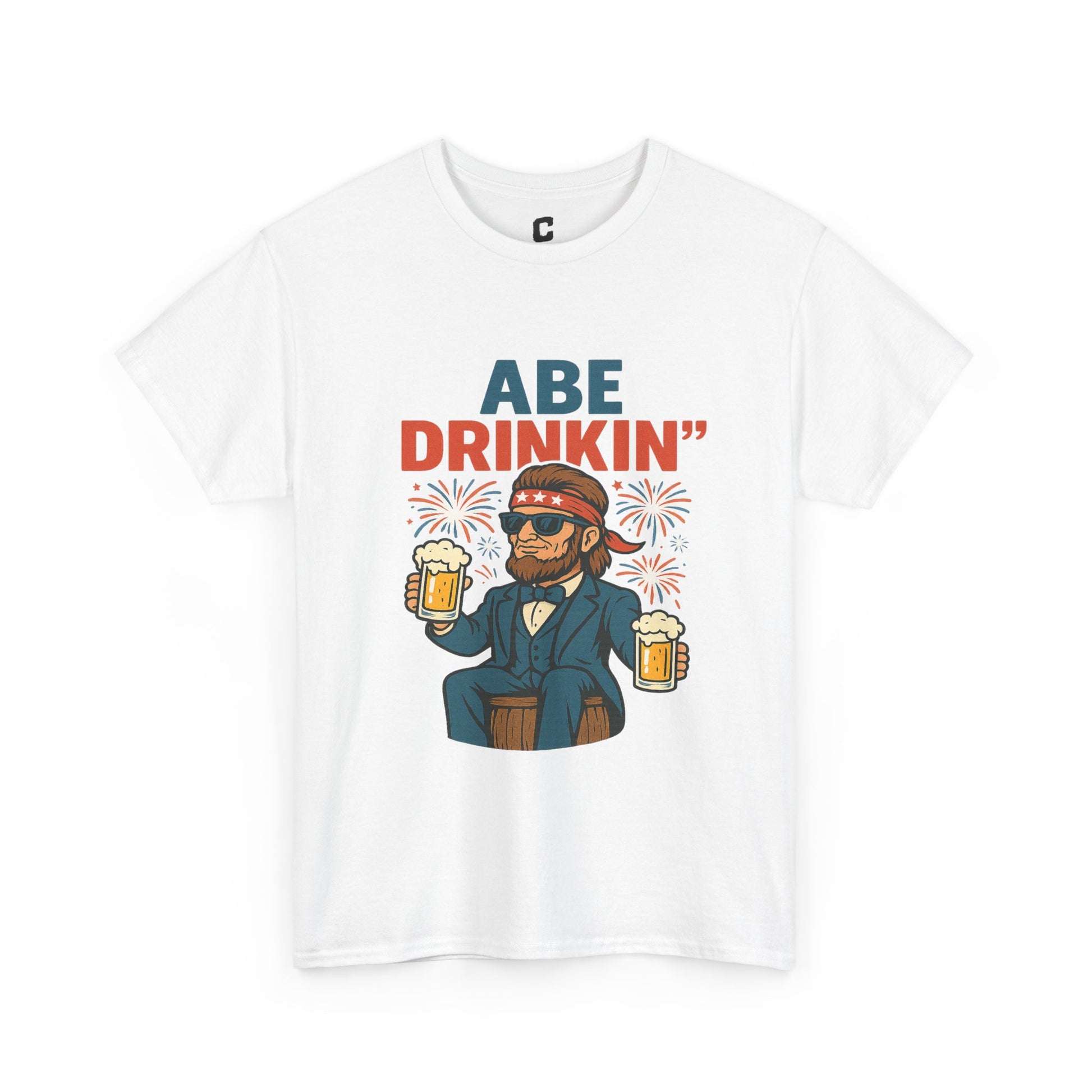 Abe Drinkin Funny Fourth of July Lincoln Beer Party Shirt for Patriotic Cookouts and Summer Celebrations