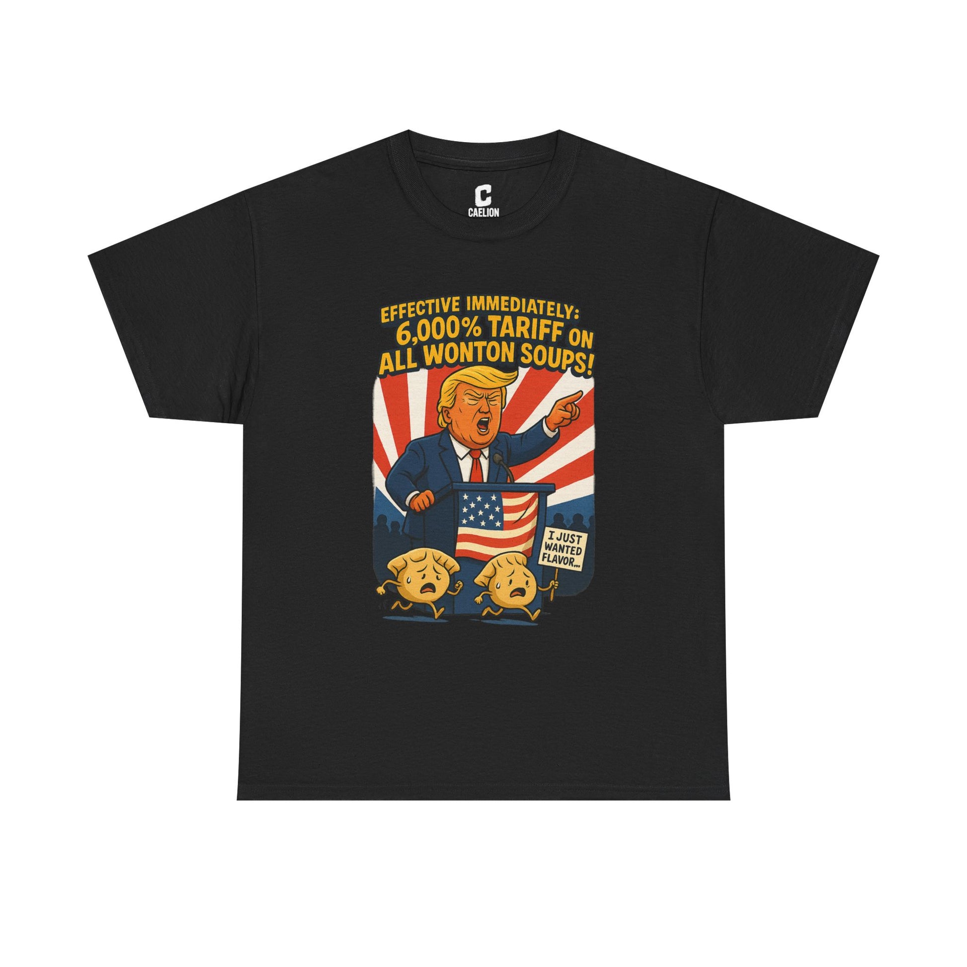 Funny Wonton Soup Tariff Shirt  Political Cartoon Satire Tee with Crying Dumplings  Food Humor Graphic Tee for Meme Lovers