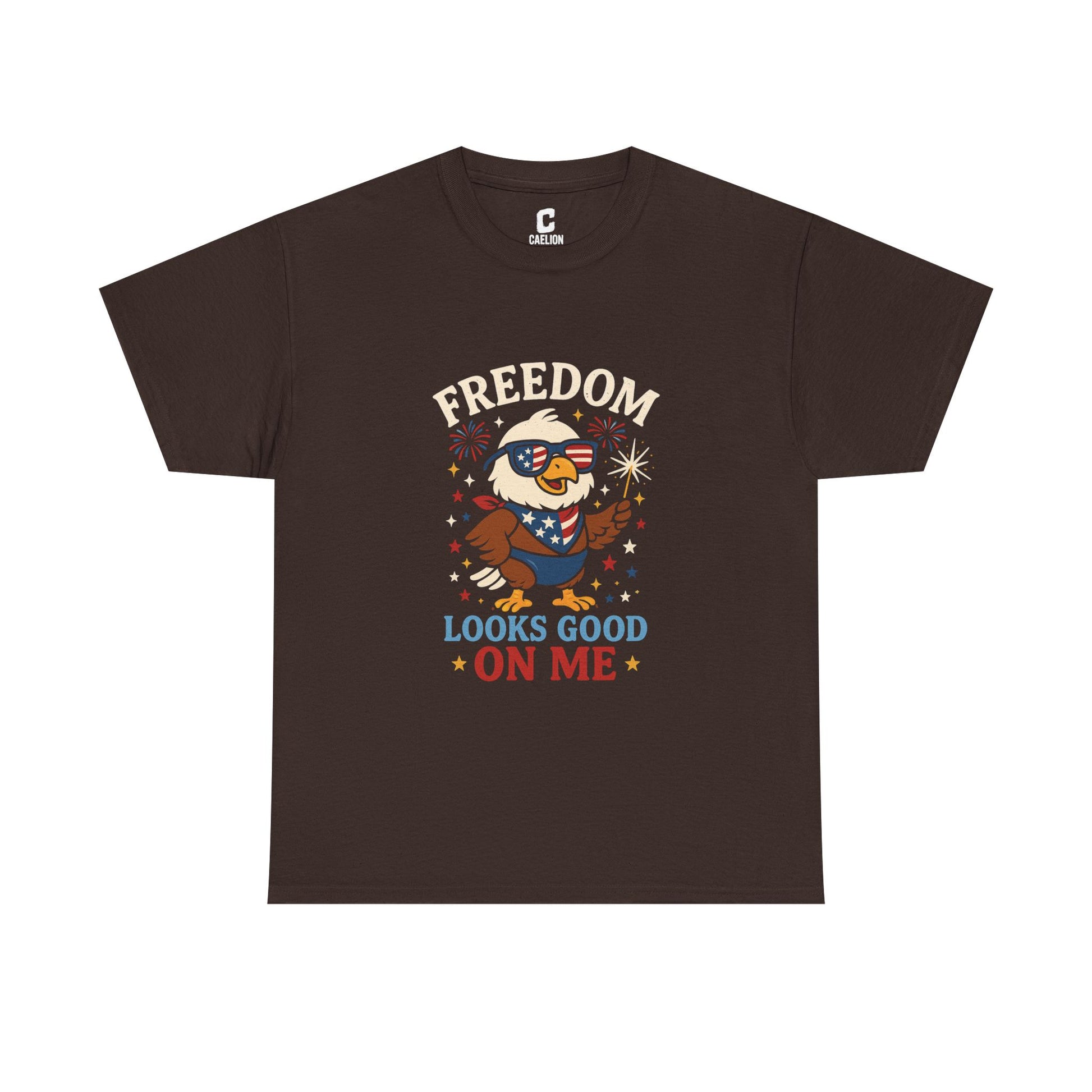 Freedom Looks Good on Me Cute Patriotic Bald Eagle Design for Fourth of July Celebrations on Dark Colors