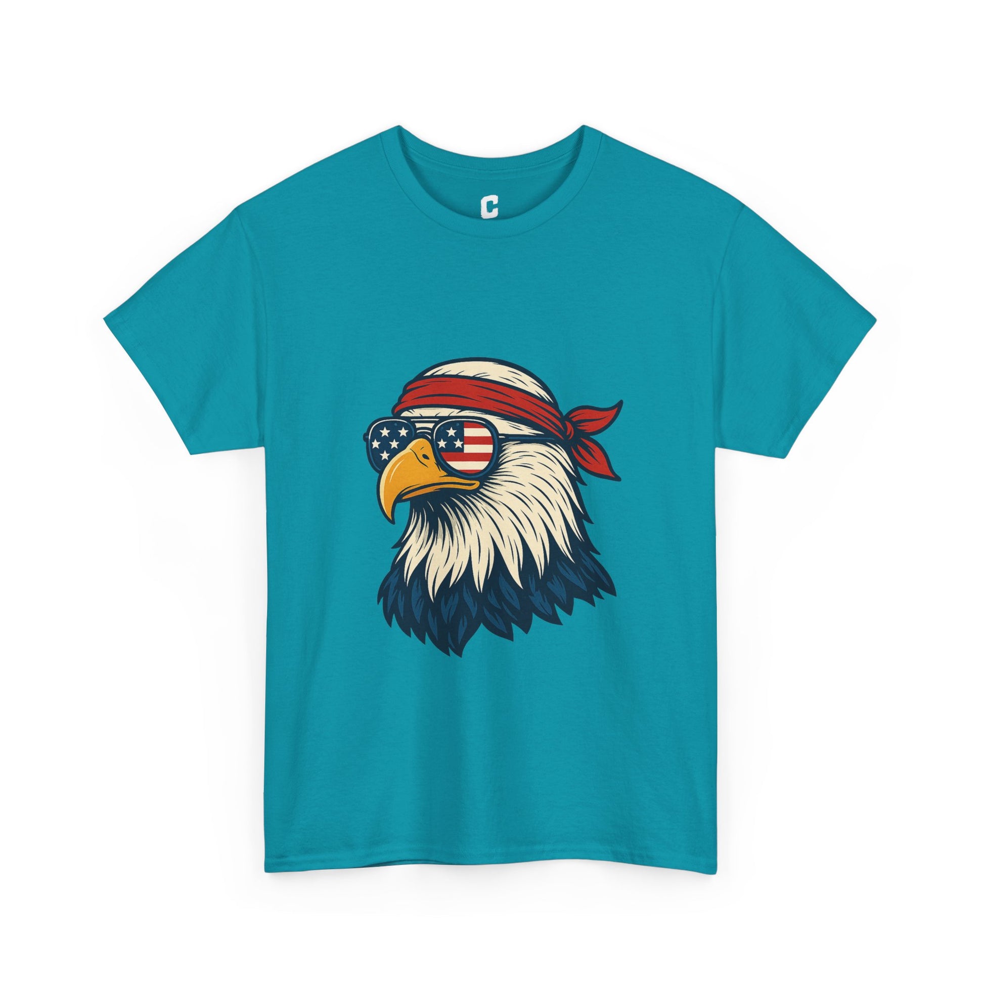 Patriotic Eagle Head with American Flag Sunglasses and Bandana for Bold Fourth of July Style