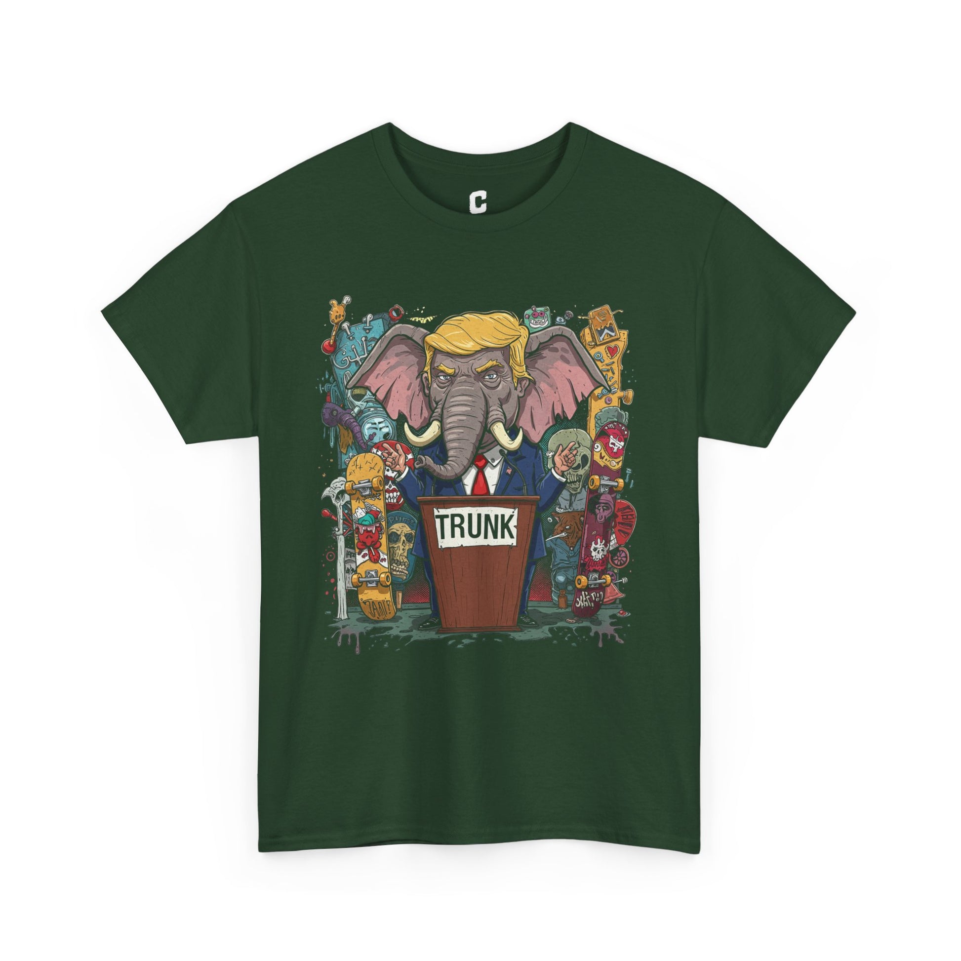 Trunk Skate Art 2000s Style Political Cartoon Design