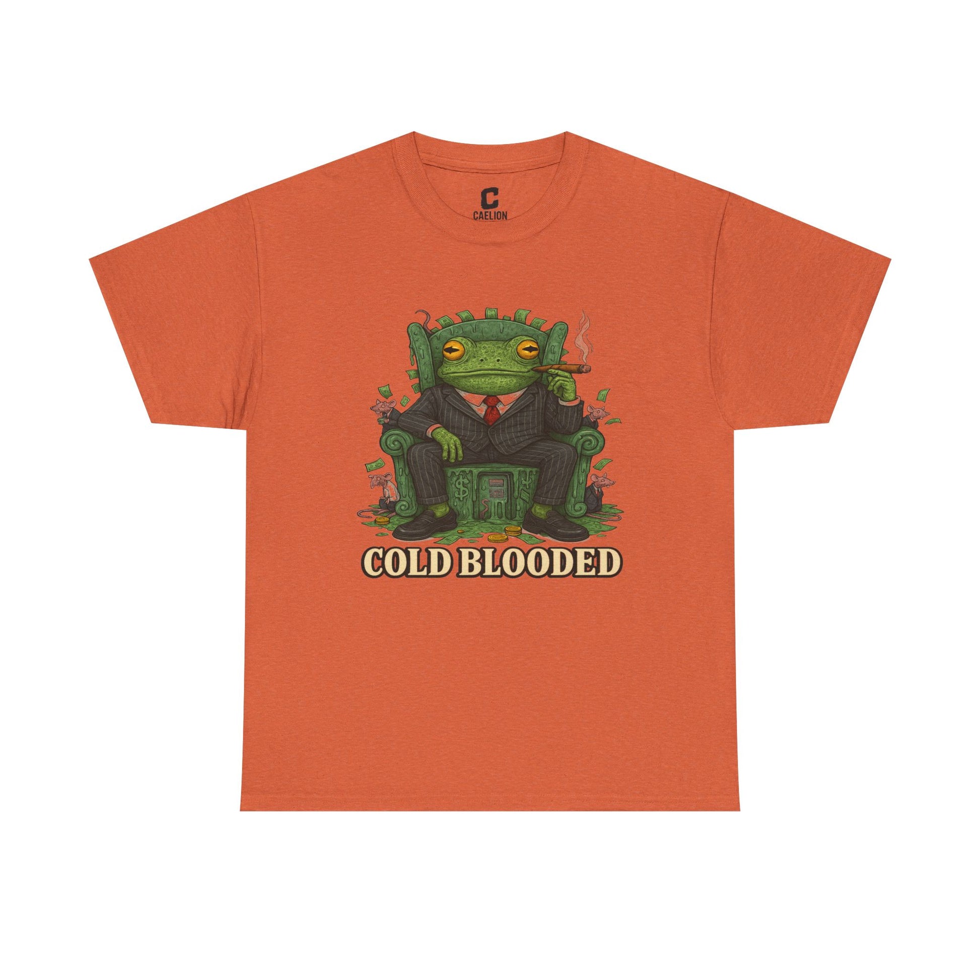 COLD BLOODED Frog Boss T-Shirt - Greedy Slime Executive Graphic Tee | Streetwear for Swamp Kings & Corporate Villains
