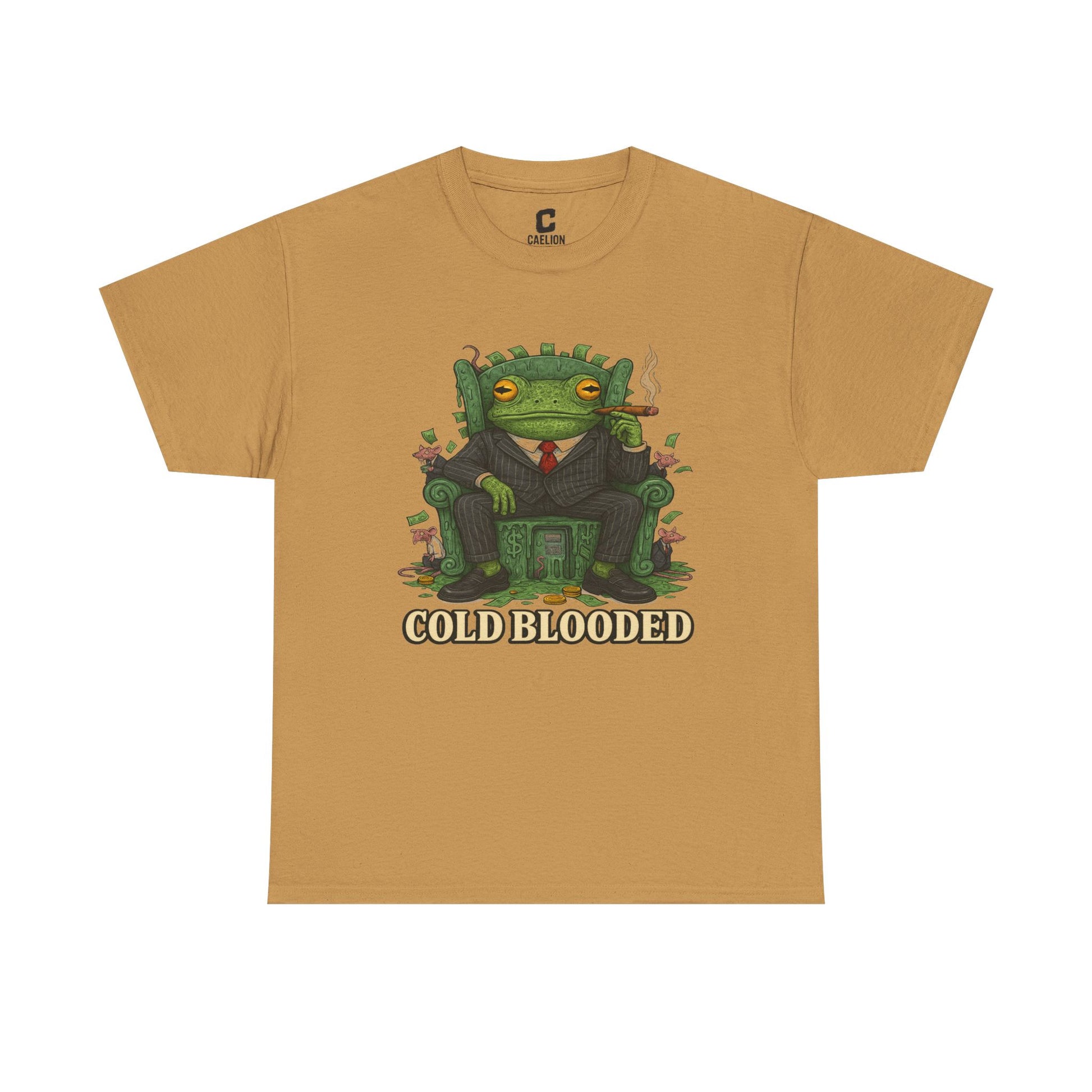 COLD BLOODED Frog Boss T-Shirt - Greedy Slime Executive Graphic Tee | Streetwear for Swamp Kings & Corporate Villains