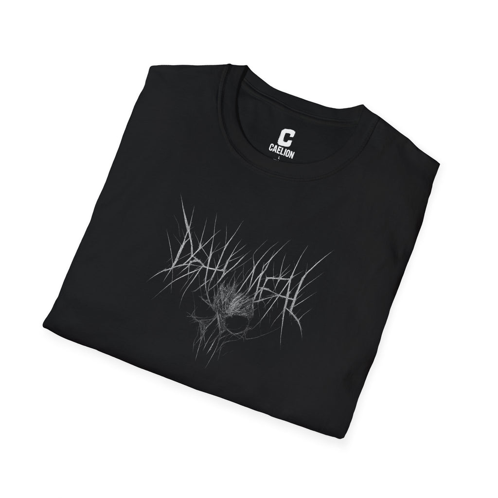 Unreadable Death Metal Skull Logo Shirt for Metalheads and Underground Fans