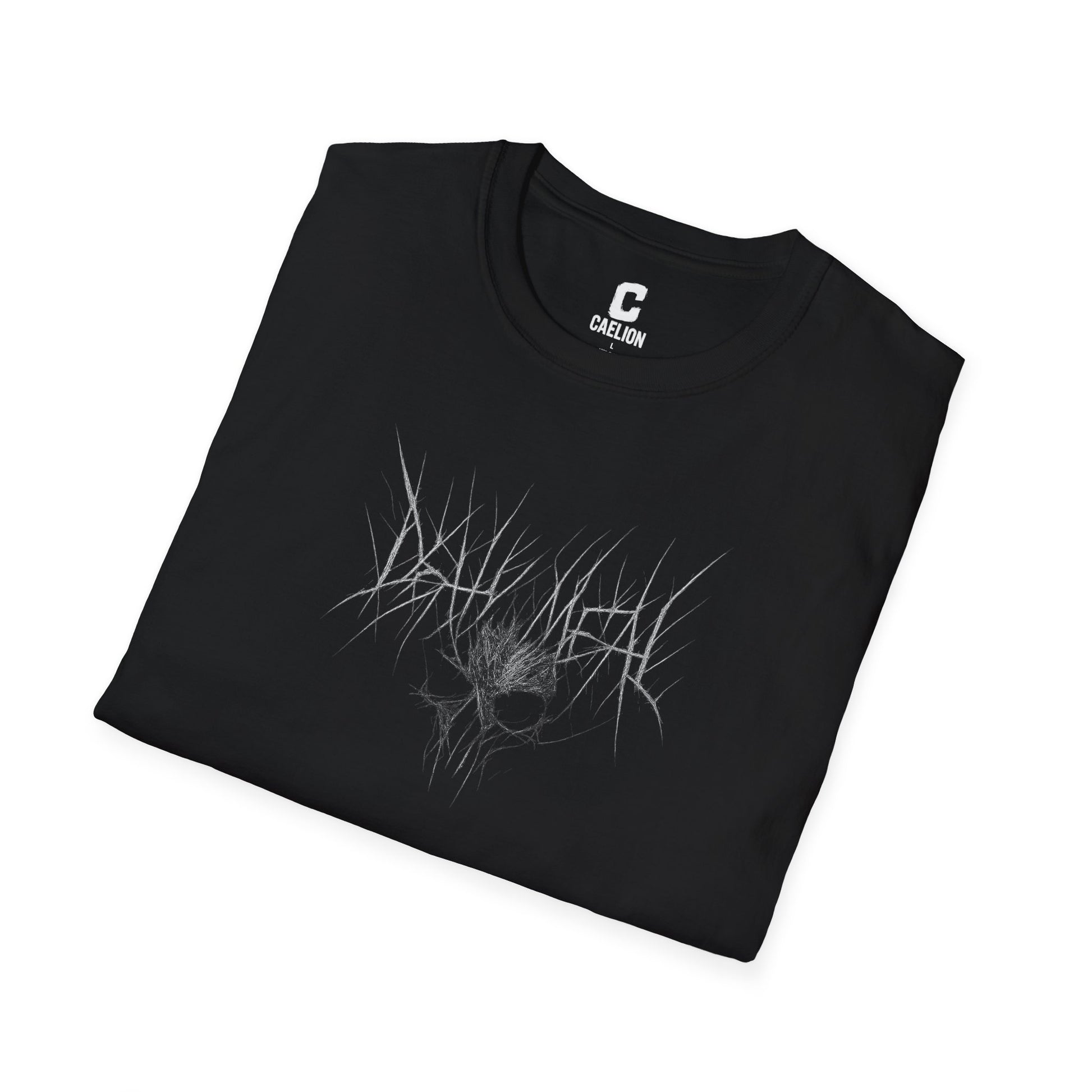 Unreadable Death Metal Skull Logo Shirt for Metalheads and Underground Fans