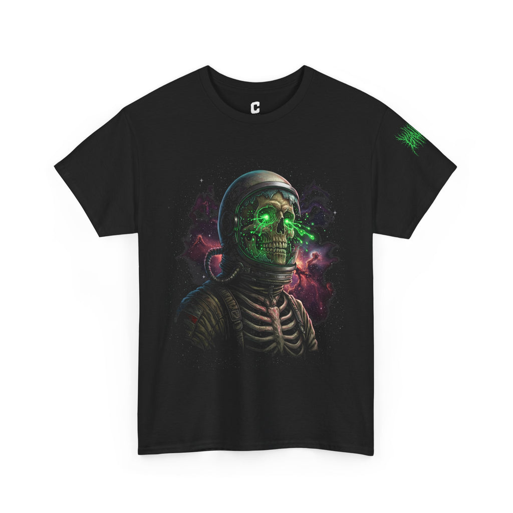 Cosmic Decay: Skeleton Astronaut Unisex Tee Shirt, Haunting Cosmic Horror Design, Sci-Fi Streetwear Apparel, Limited Edition