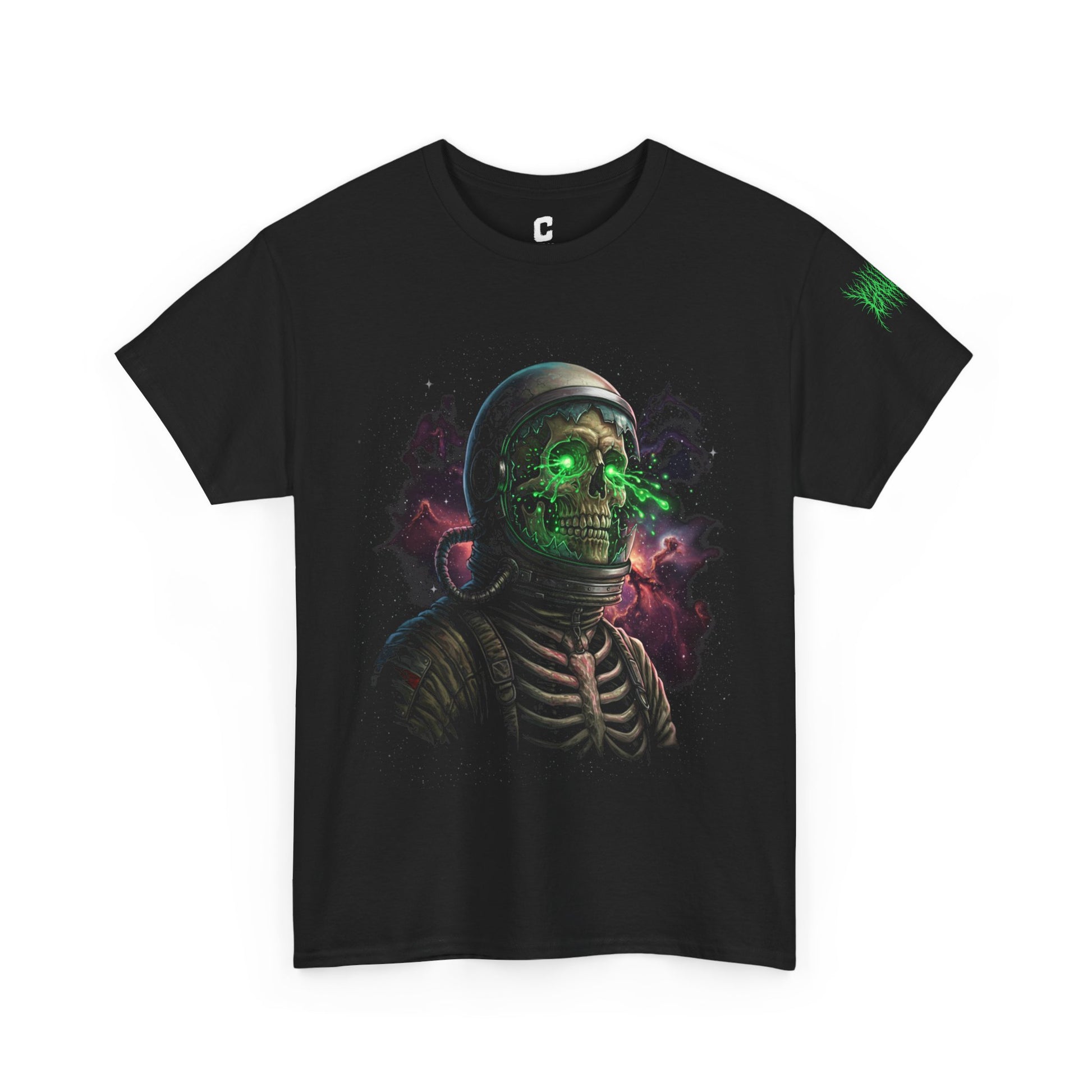 Cosmic Decay: Skeleton Astronaut Unisex Tee Shirt, Haunting Cosmic Horror Design, Sci-Fi Streetwear Apparel, Limited Edition
