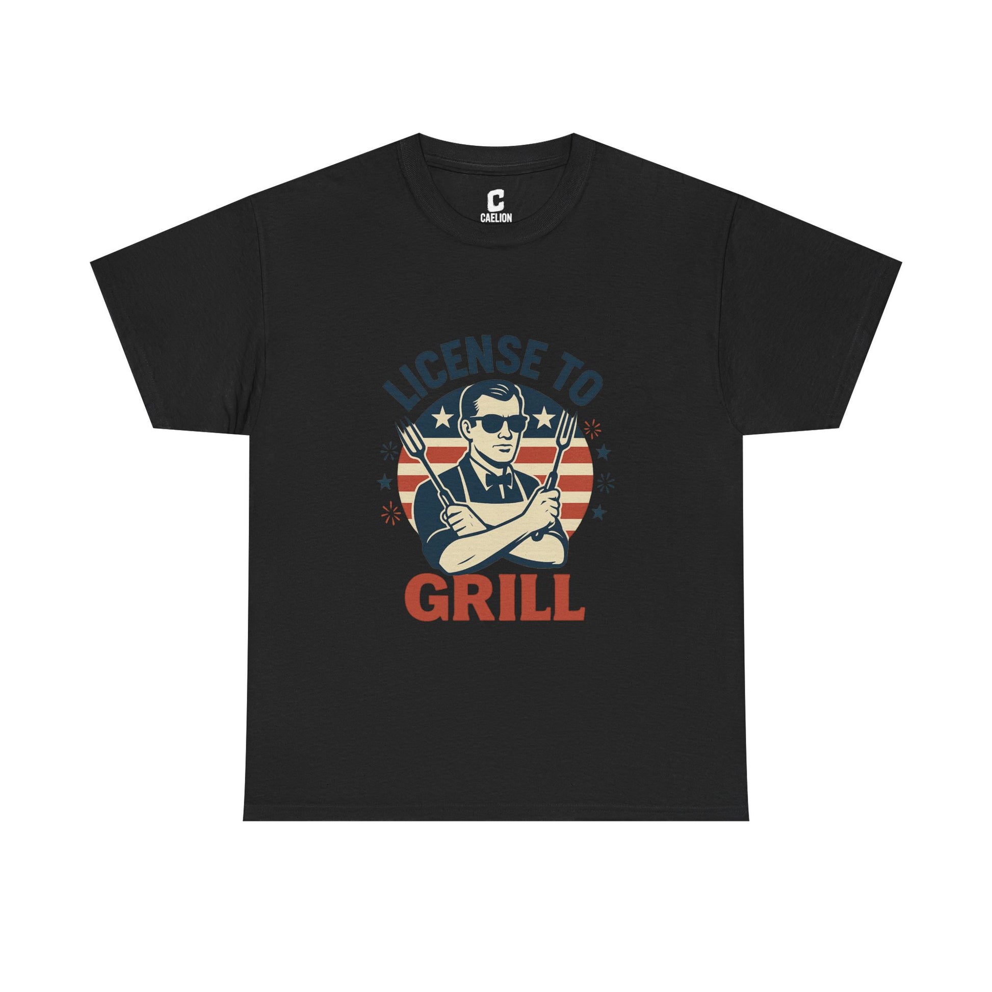 License to Grill Funny Patriotic BBQ Design with Secret Agent Style for Fourth of July Cookout Legends