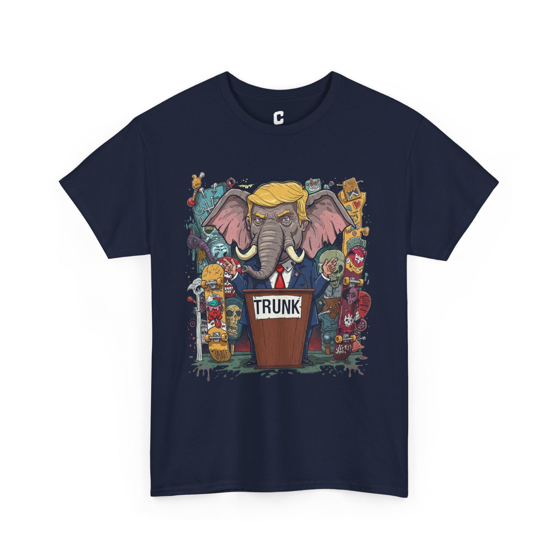 Trunk Skate Art 2000s Style Political Cartoon Design