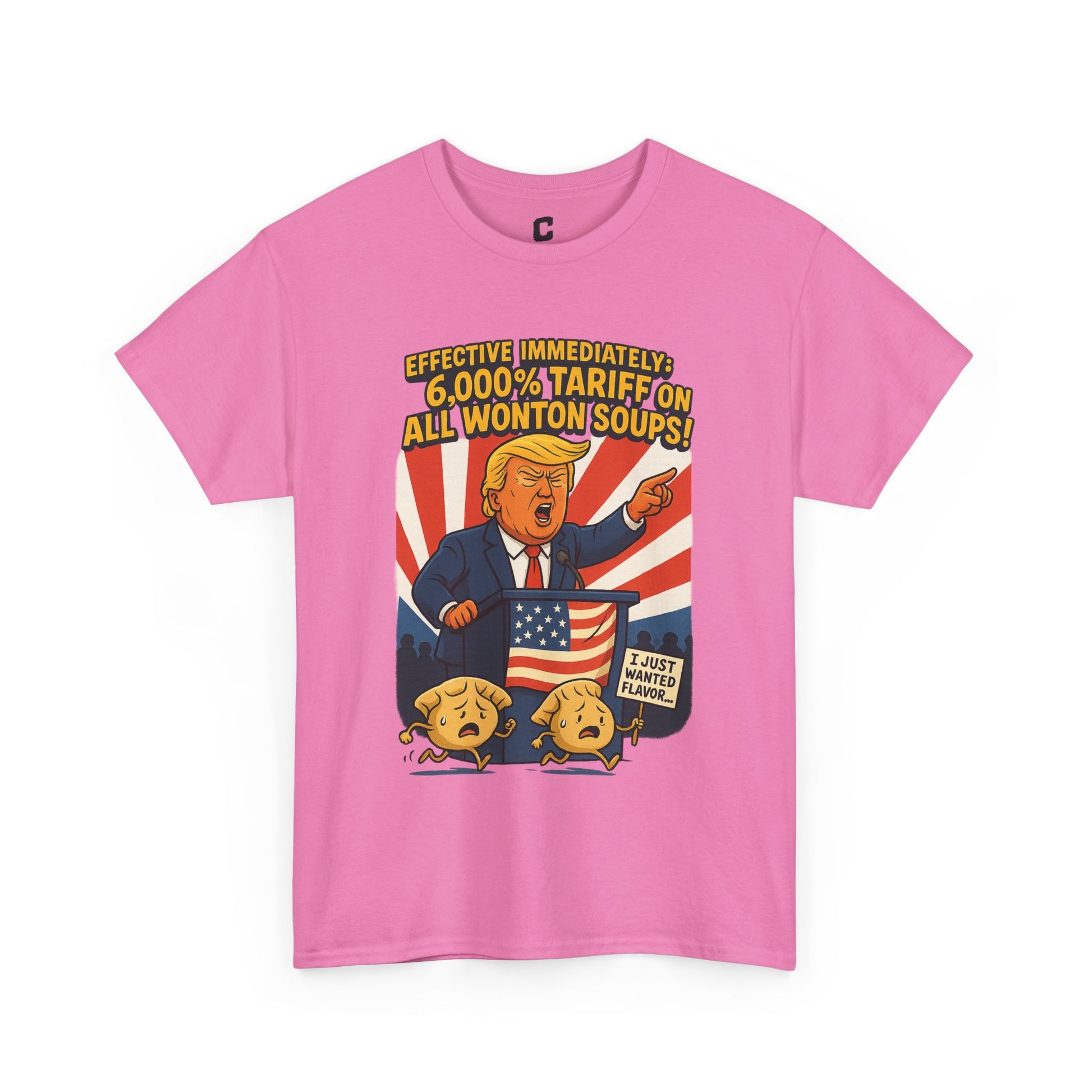 Funny Wonton Soup Tariff Shirt  Political Cartoon Satire Tee with Crying Dumplings  Food Humor Graphic Tee for Meme Lovers
