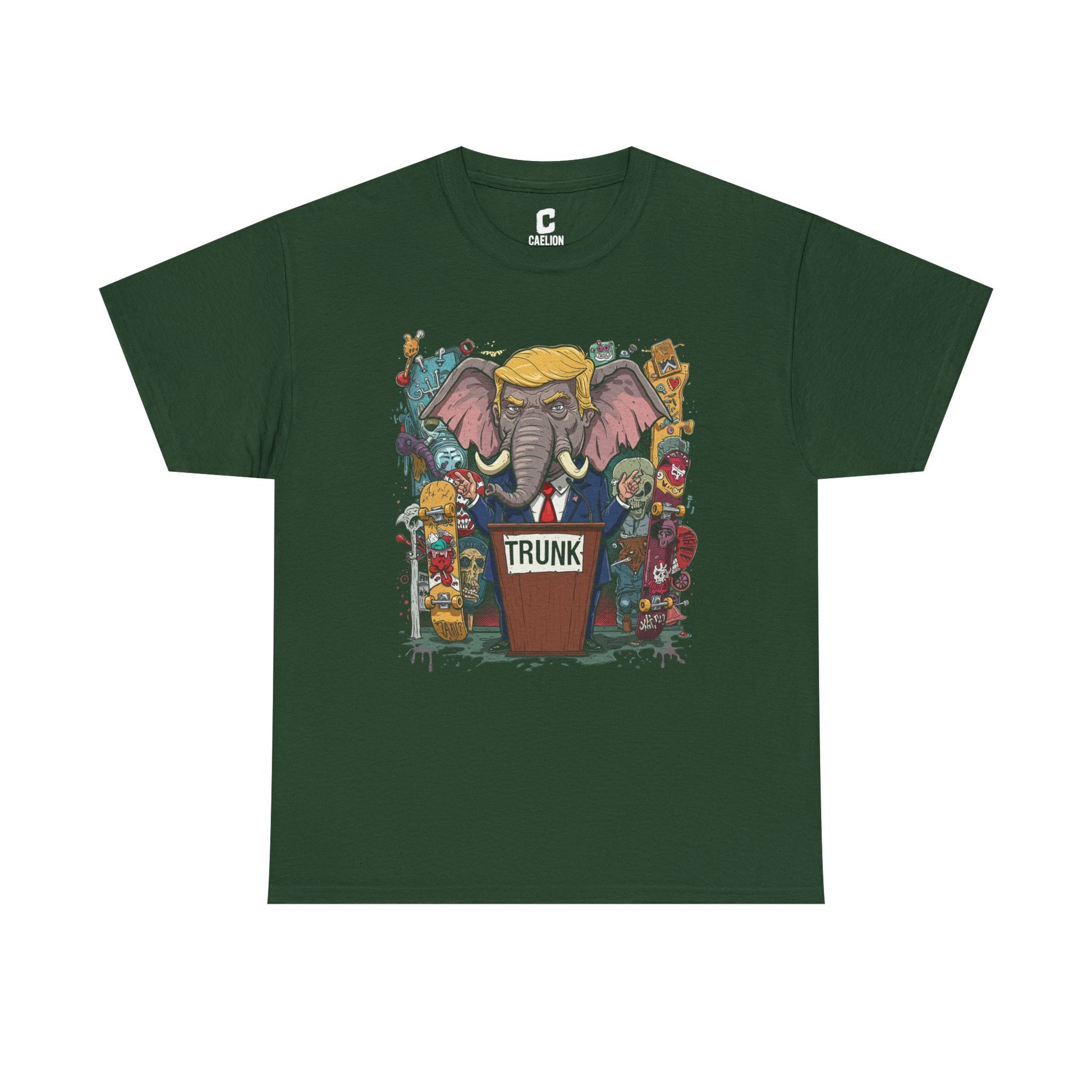 Trunk Skate Art 2000s Style Political Cartoon Design