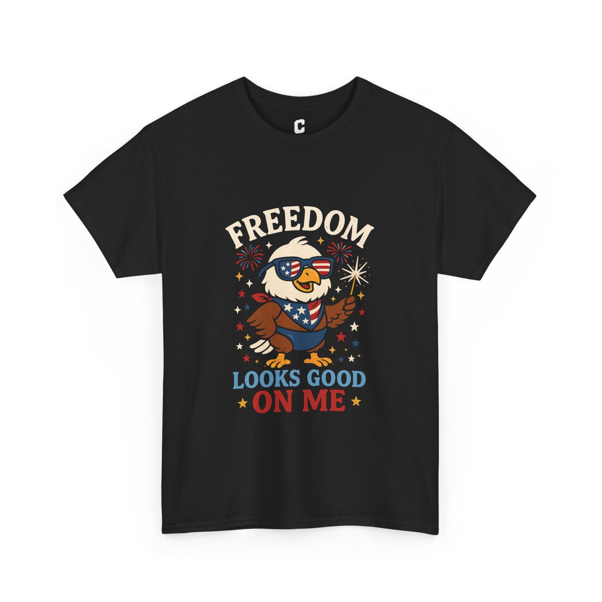 Freedom Looks Good on Me Cute Patriotic Bald Eagle Design for Fourth of July Celebrations on Dark Colors