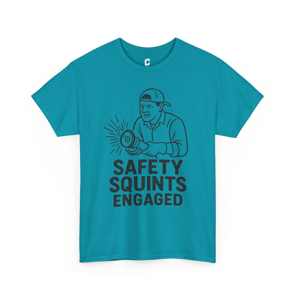 Safety Squints Engaged Grinder Mechanic Humor Black Line Art, Funny Workwear, Gift for Dad, Safety Awareness Apparel, Casual Everyday Tee