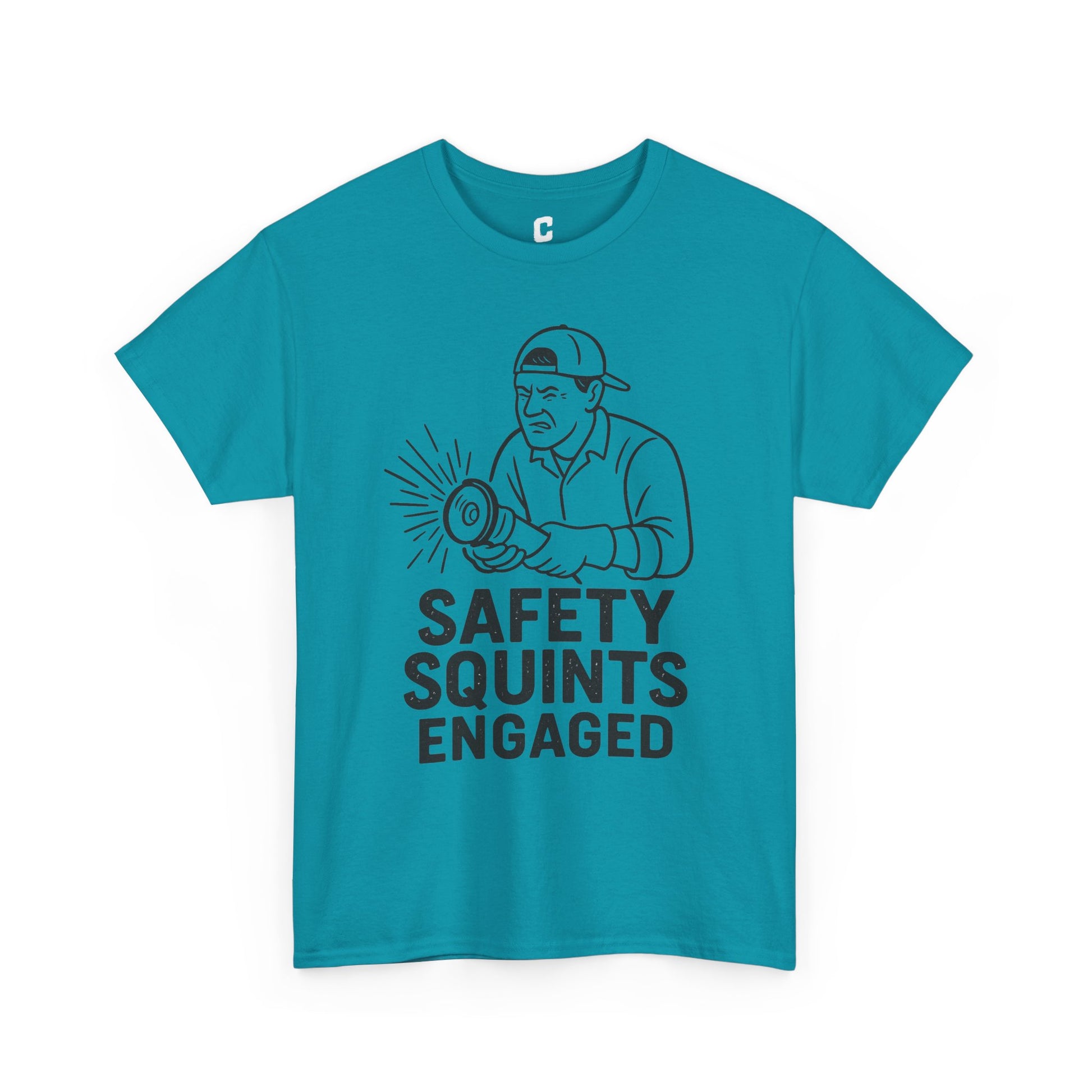 Safety Squints Engaged Grinder Mechanic Humor Black Line Art, Funny Workwear, Gift for Dad, Safety Awareness Apparel, Casual Everyday Tee