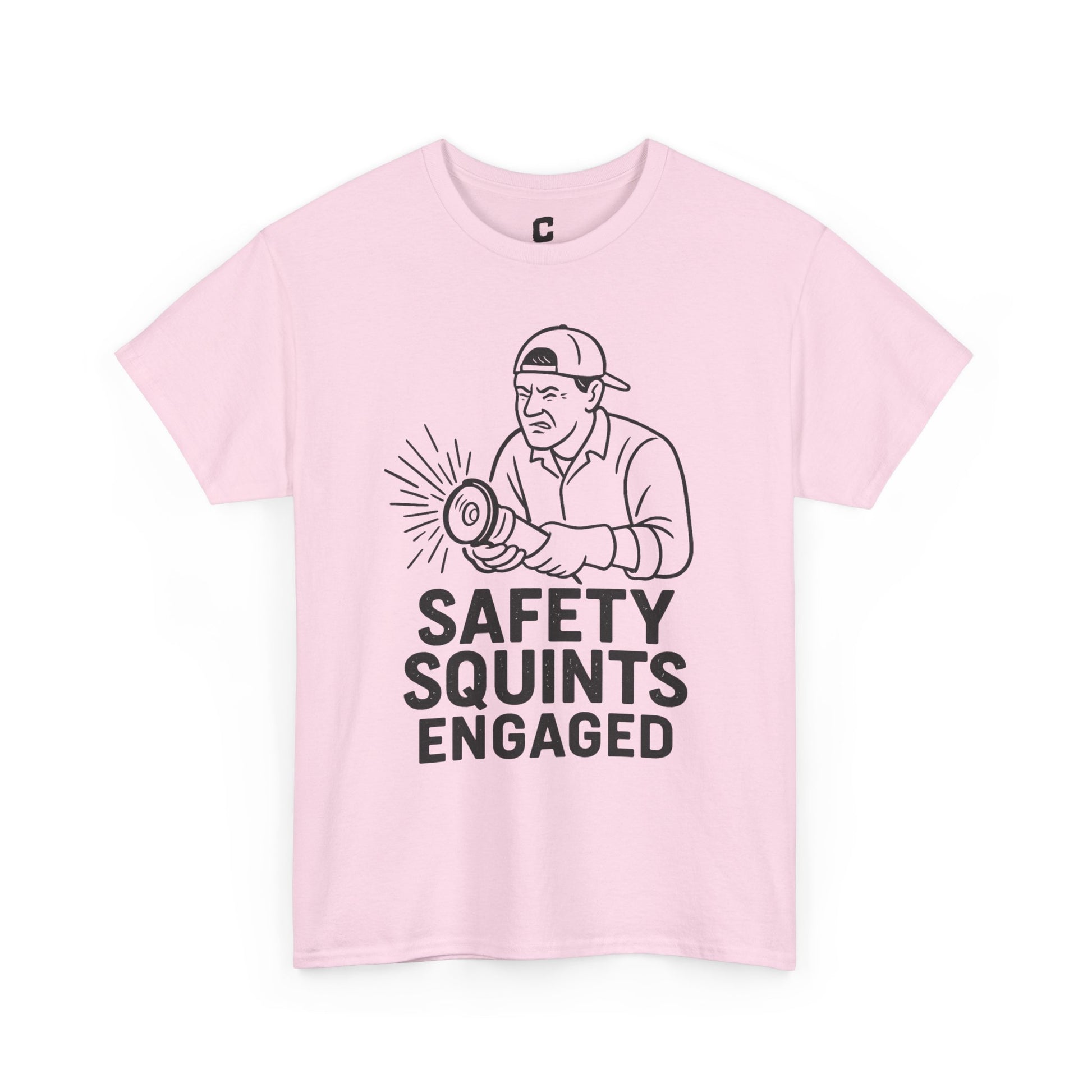Safety Squints Engaged Grinder Mechanic Humor Black Line Art, Funny Workwear, Gift for Dad, Safety Awareness Apparel, Casual Everyday Tee