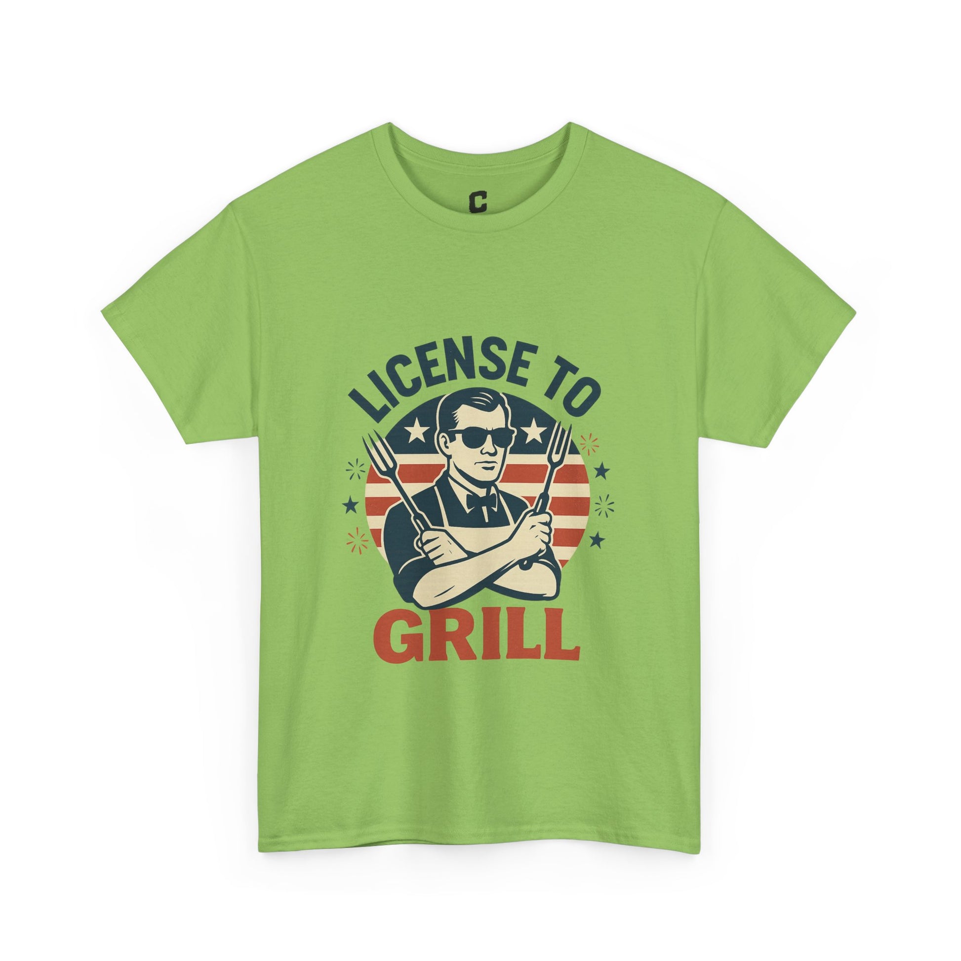 License to Grill Funny Patriotic BBQ Design with Secret Agent Style for Fourth of July Cookout Legends