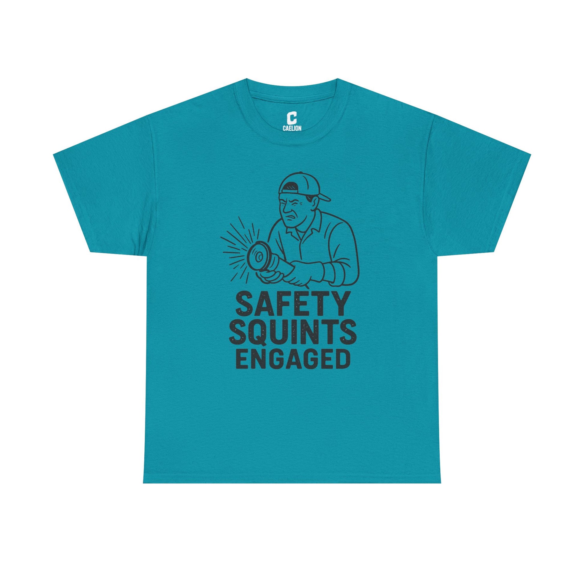 Safety Squints Engaged Grinder Mechanic Humor Black Line Art, Funny Workwear, Gift for Dad, Safety Awareness Apparel, Casual Everyday Tee