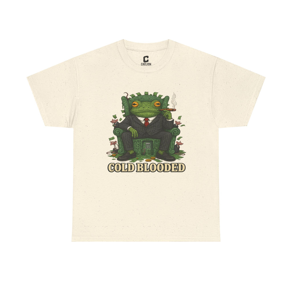 COLD BLOODED Frog Boss T-Shirt - Greedy Slime Executive Graphic Tee | Streetwear for Swamp Kings & Corporate Villains