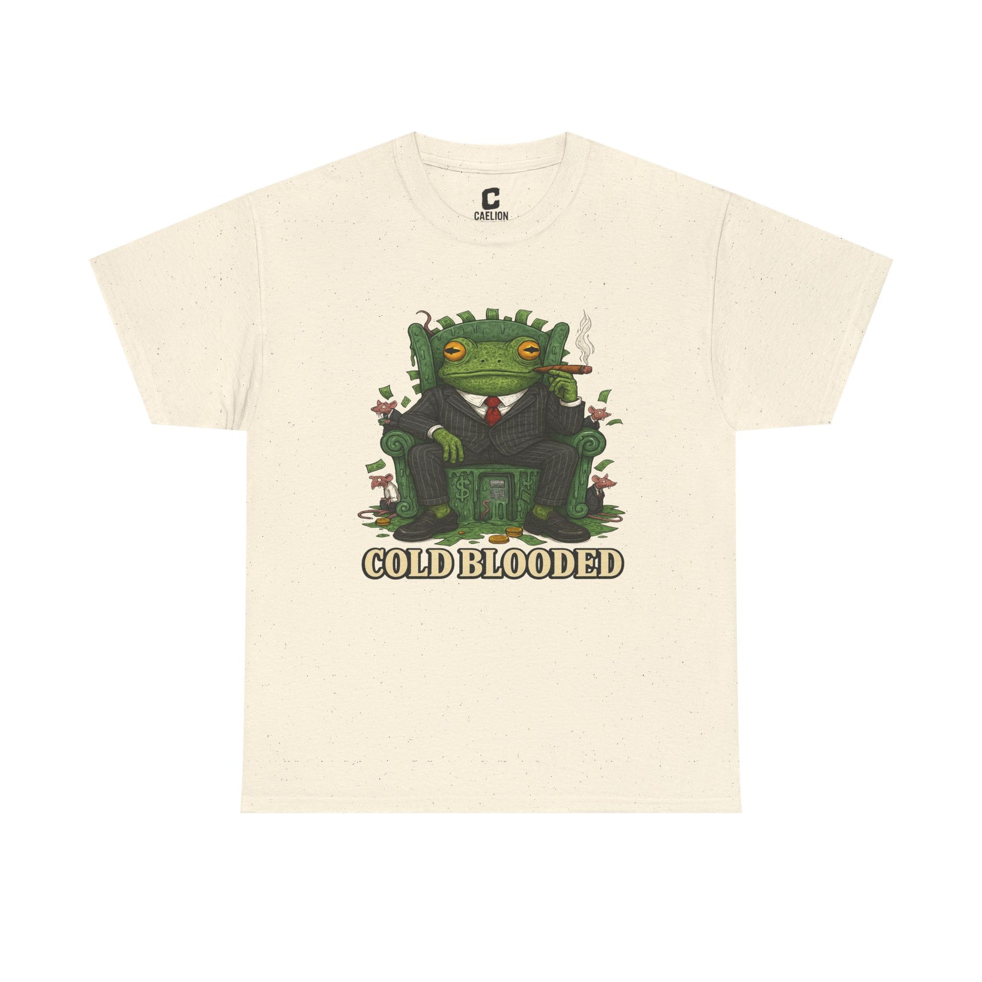 COLD BLOODED Frog Boss T-Shirt - Greedy Slime Executive Graphic Tee | Streetwear for Swamp Kings & Corporate Villains