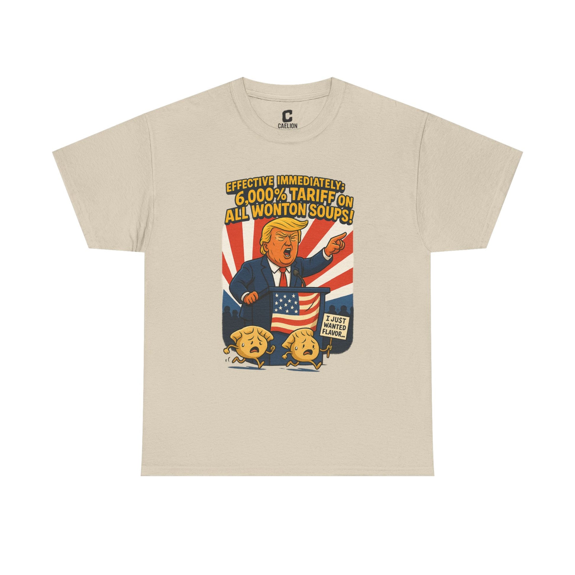 Funny Wonton Soup Tariff Shirt  Political Cartoon Satire Tee with Crying Dumplings  Food Humor Graphic Tee for Meme Lovers