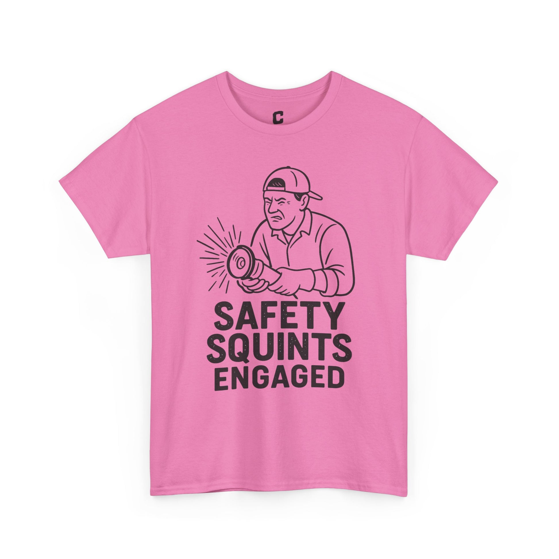 Safety Squints Engaged Grinder Mechanic Humor Black Line Art, Funny Workwear, Gift for Dad, Safety Awareness Apparel, Casual Everyday Tee