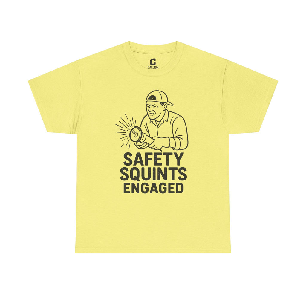 Safety Squints Engaged Grinder Mechanic Humor Black Line Art, Funny Workwear, Gift for Dad, Safety Awareness Apparel, Casual Everyday Tee