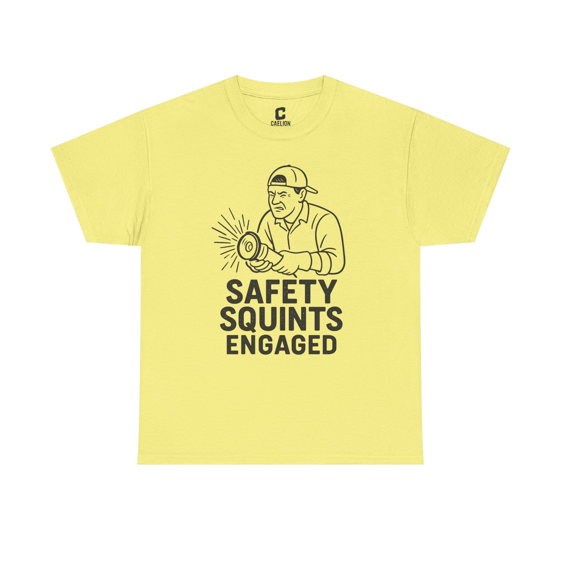 Safety Squints Engaged Grinder Mechanic Humor Black Line Art, Funny Workwear, Gift for Dad, Safety Awareness Apparel, Casual Everyday Tee