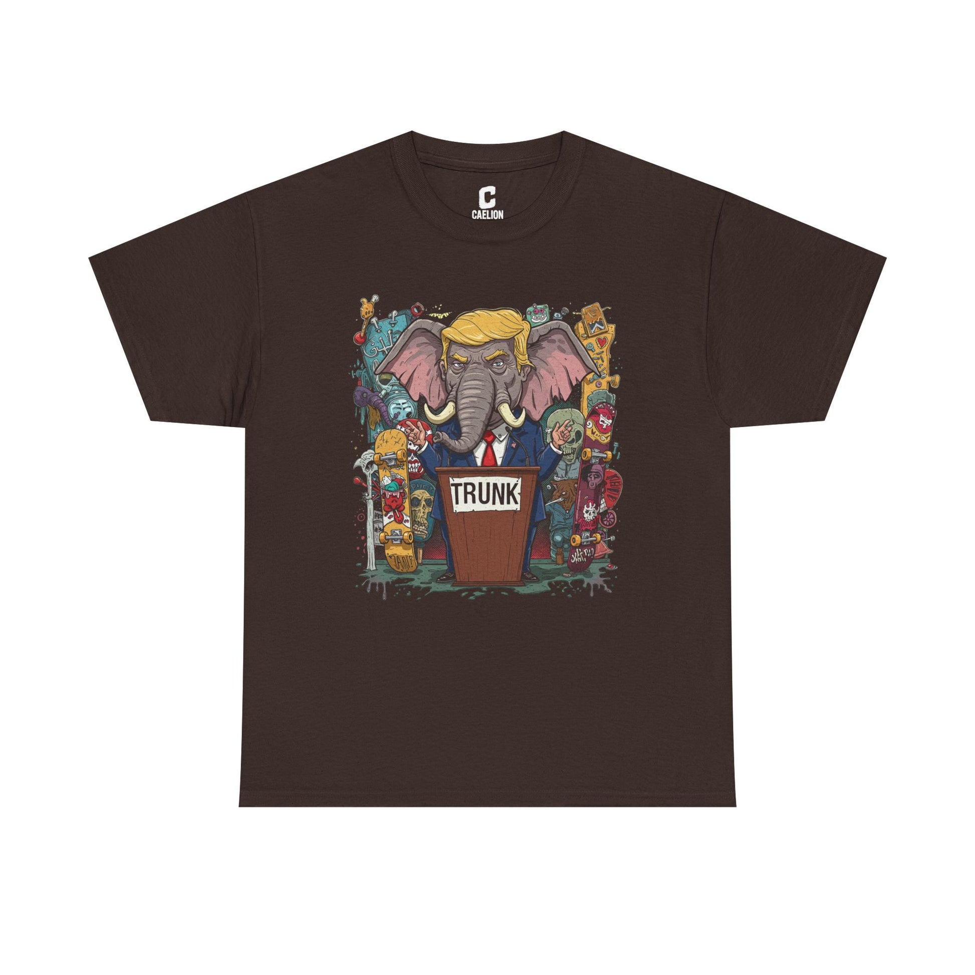 Trunk Skate Art 2000s Style Political Cartoon Design