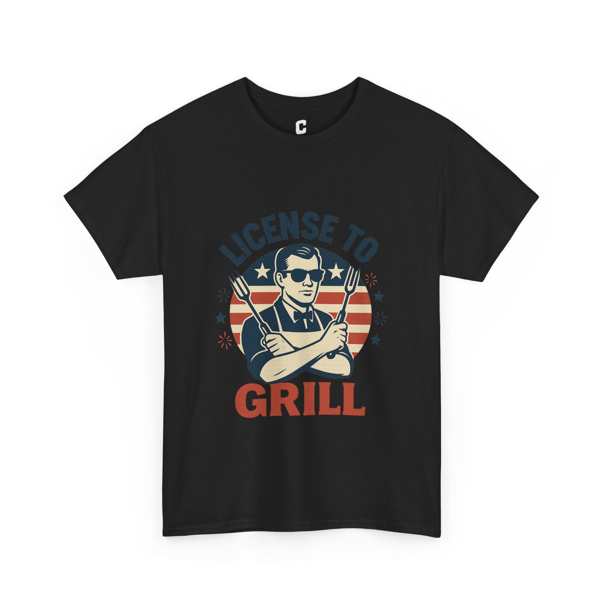License to Grill Funny Patriotic BBQ Design with Secret Agent Style for Fourth of July Cookout Legends