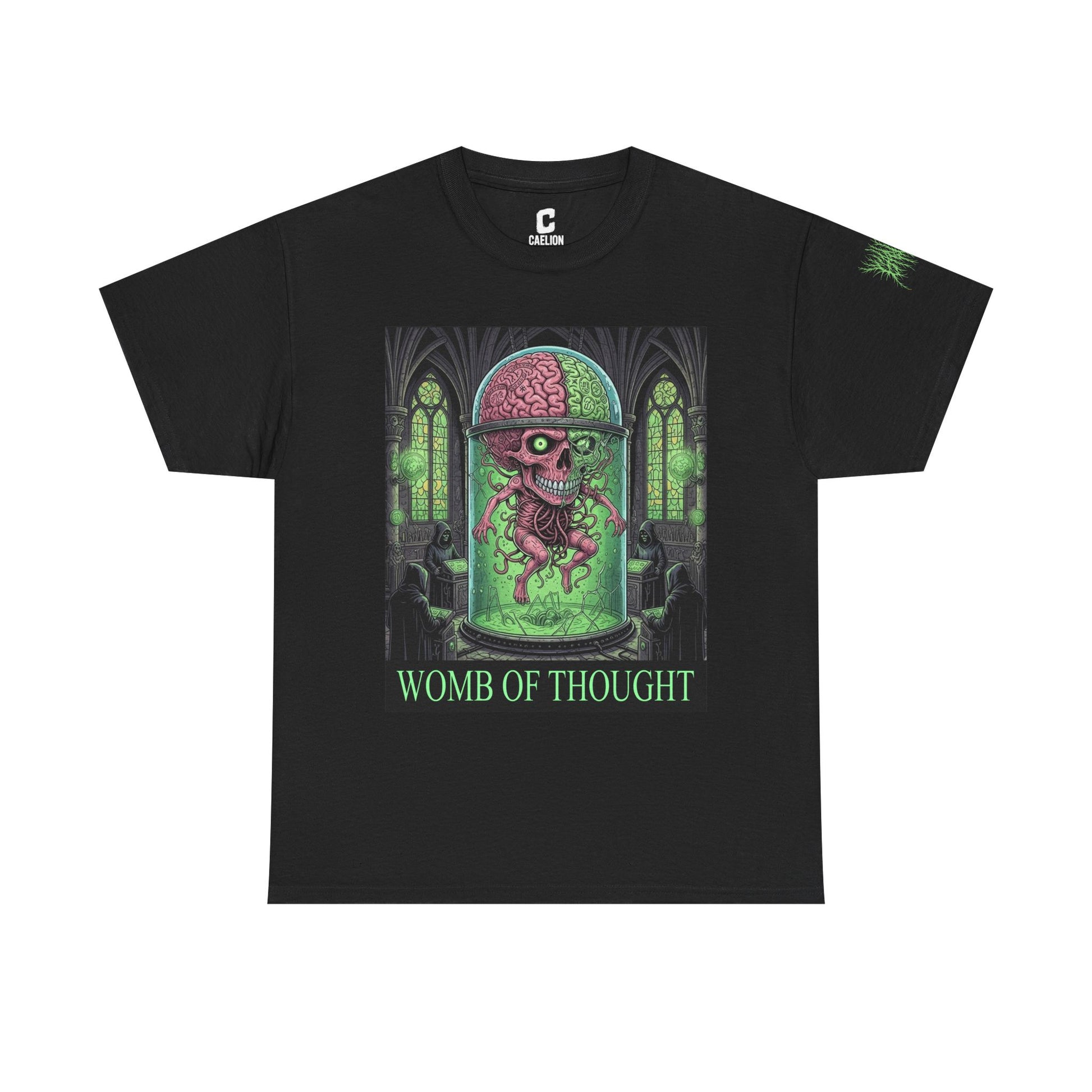 Womb of Thought - Fetal Megabrain Horror Poster | Gritty Biomech Art for Death Metal Fans, Dark Sci-Fi & Cyber Ritual Themes