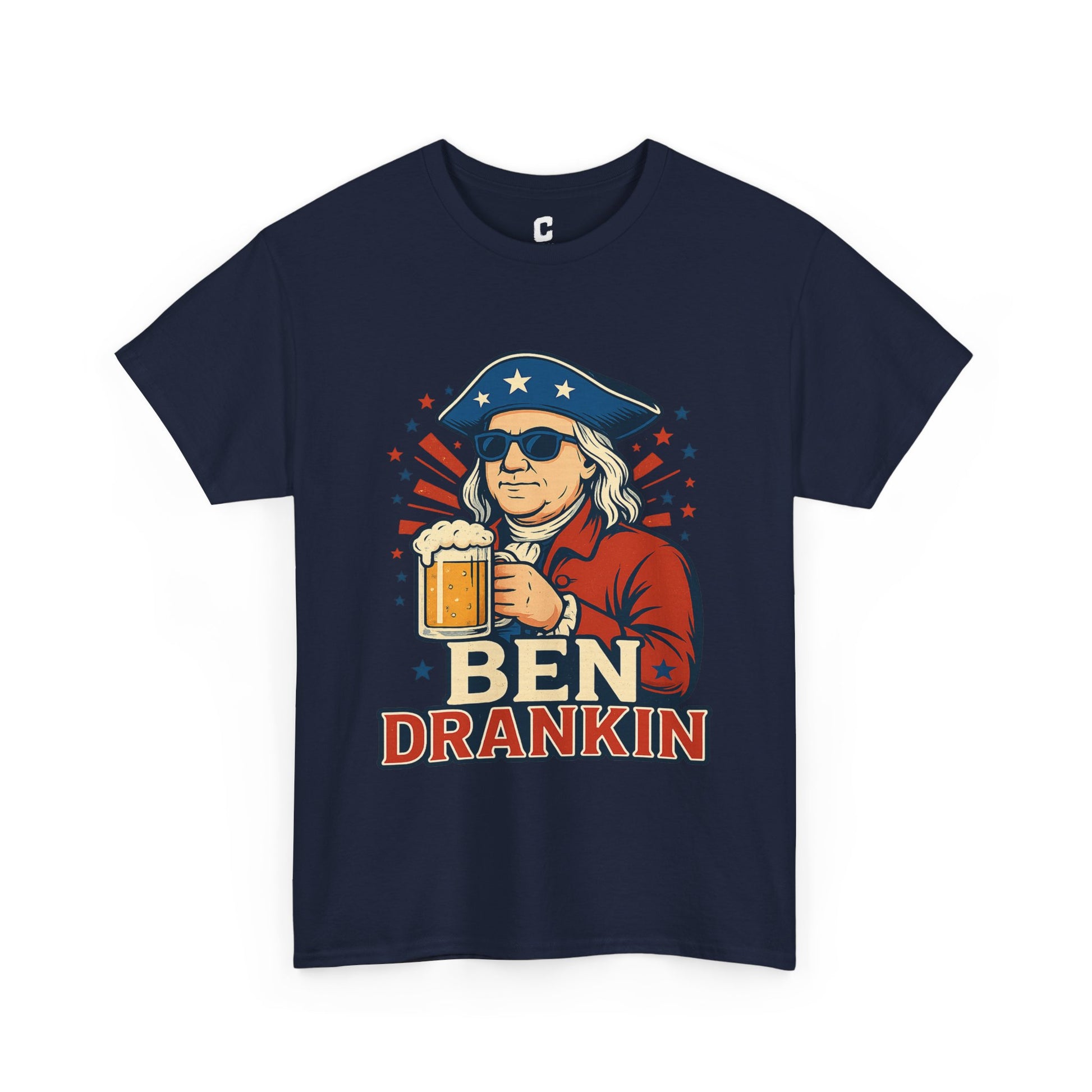 Ben Drankin Funny Patriotic Fourth of July Design Featuring Benjamin Franklin and Beer Vibes