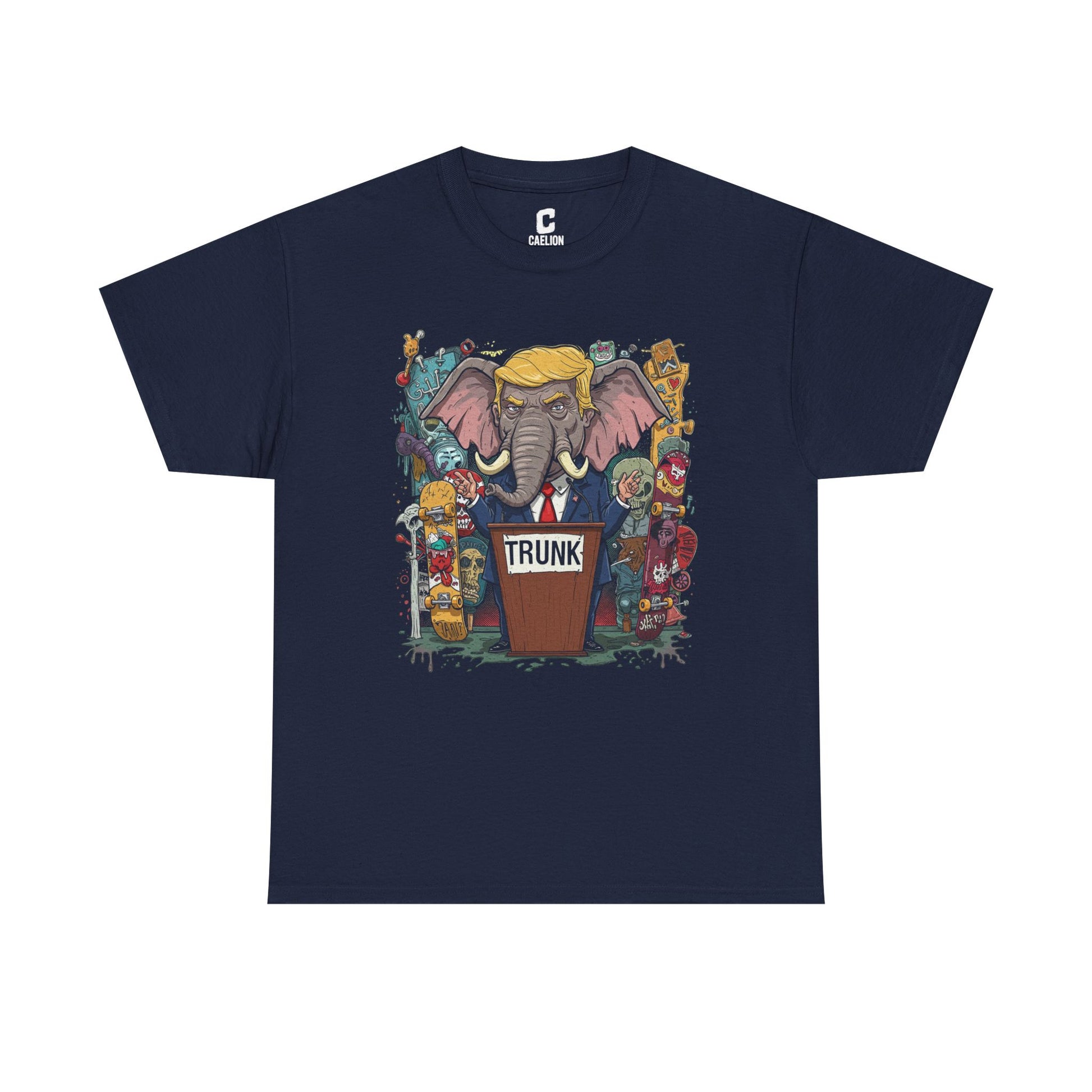 Trunk Skate Art 2000s Style Political Cartoon Design