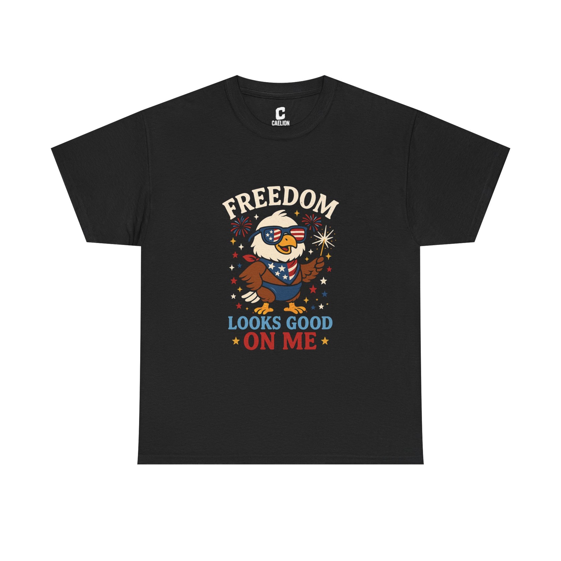 Freedom Looks Good on Me Cute Patriotic Bald Eagle Design for Fourth of July Celebrations on Dark Colors
