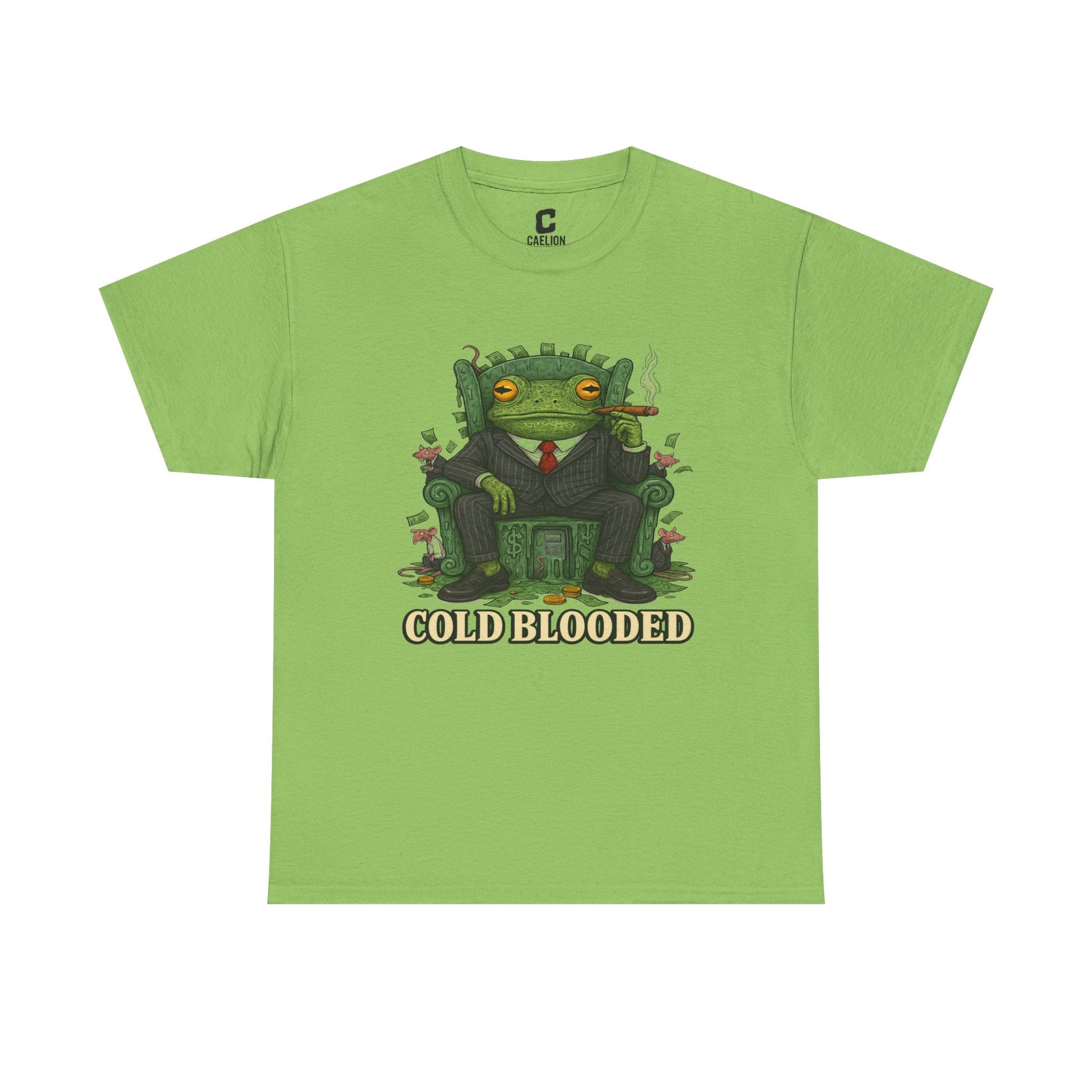 COLD BLOODED Frog Boss T-Shirt - Greedy Slime Executive Graphic Tee | Streetwear for Swamp Kings & Corporate Villains