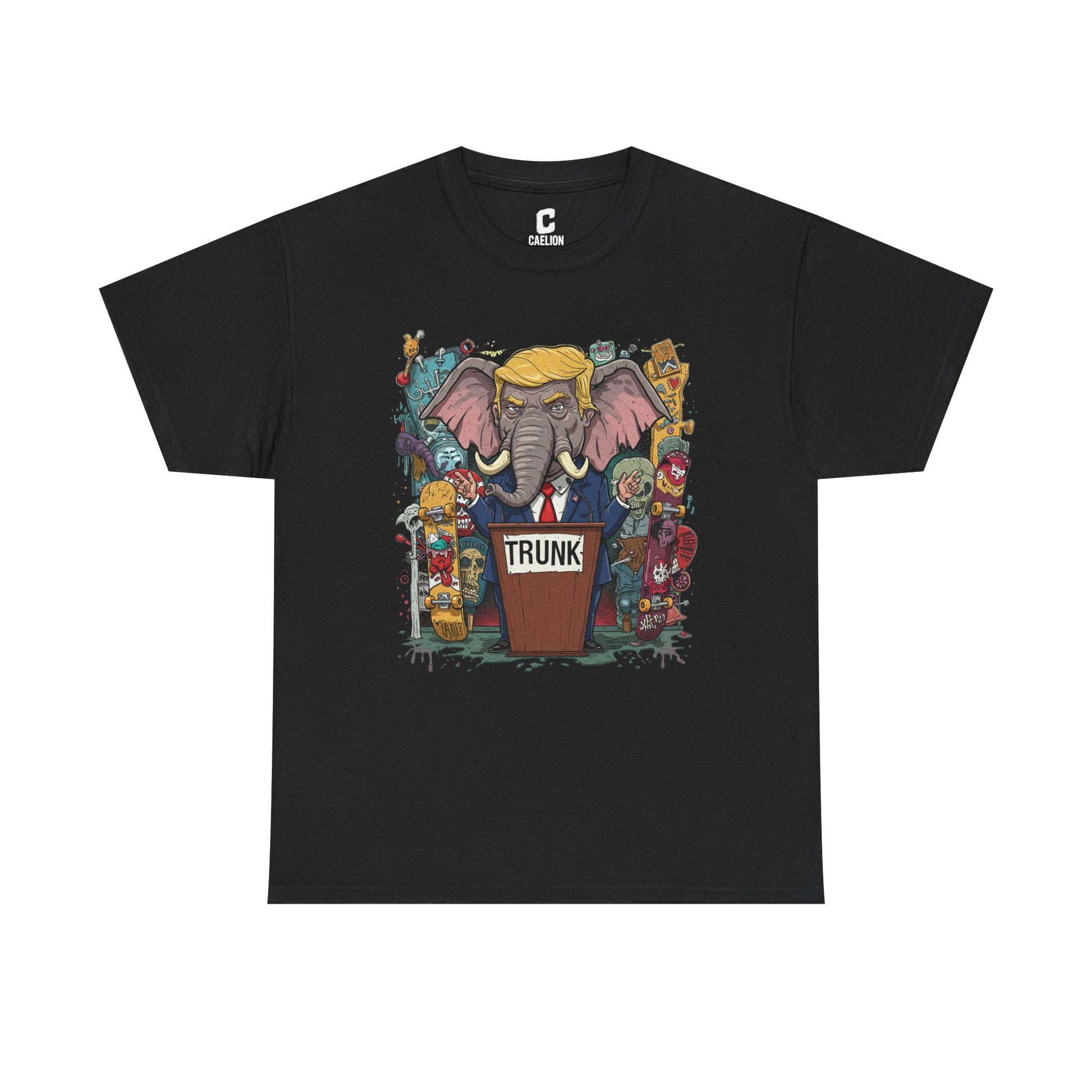 Trunk Skate Art 2000s Style Political Cartoon Design