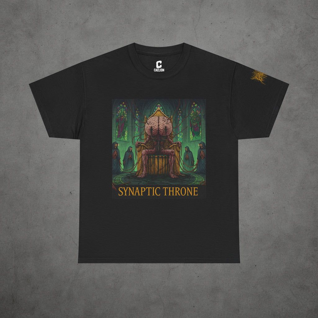 Synaptic Throne - Biomechanical Mind Horror Poster | Techno-Ritual Art for Death Metal & Dark Sci-Fi Collectors