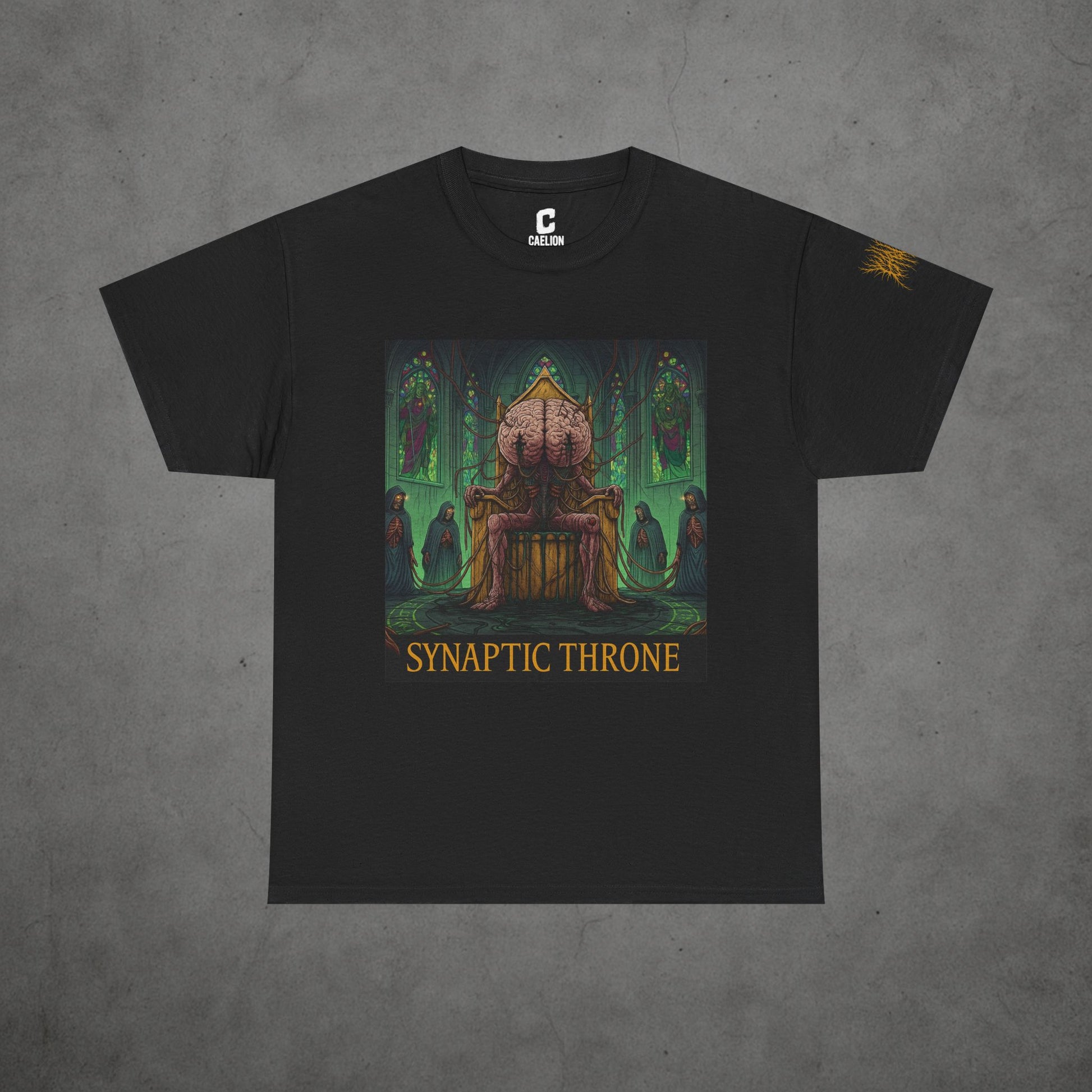 Synaptic Throne - Biomechanical Mind Horror Poster | Techno-Ritual Art for Death Metal & Dark Sci-Fi Collectors