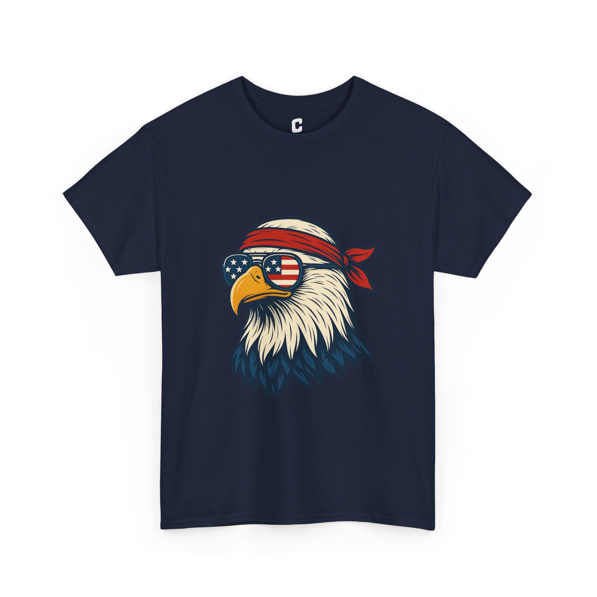 Patriotic Eagle Head with American Flag Sunglasses and Bandana for Bold Fourth of July Style