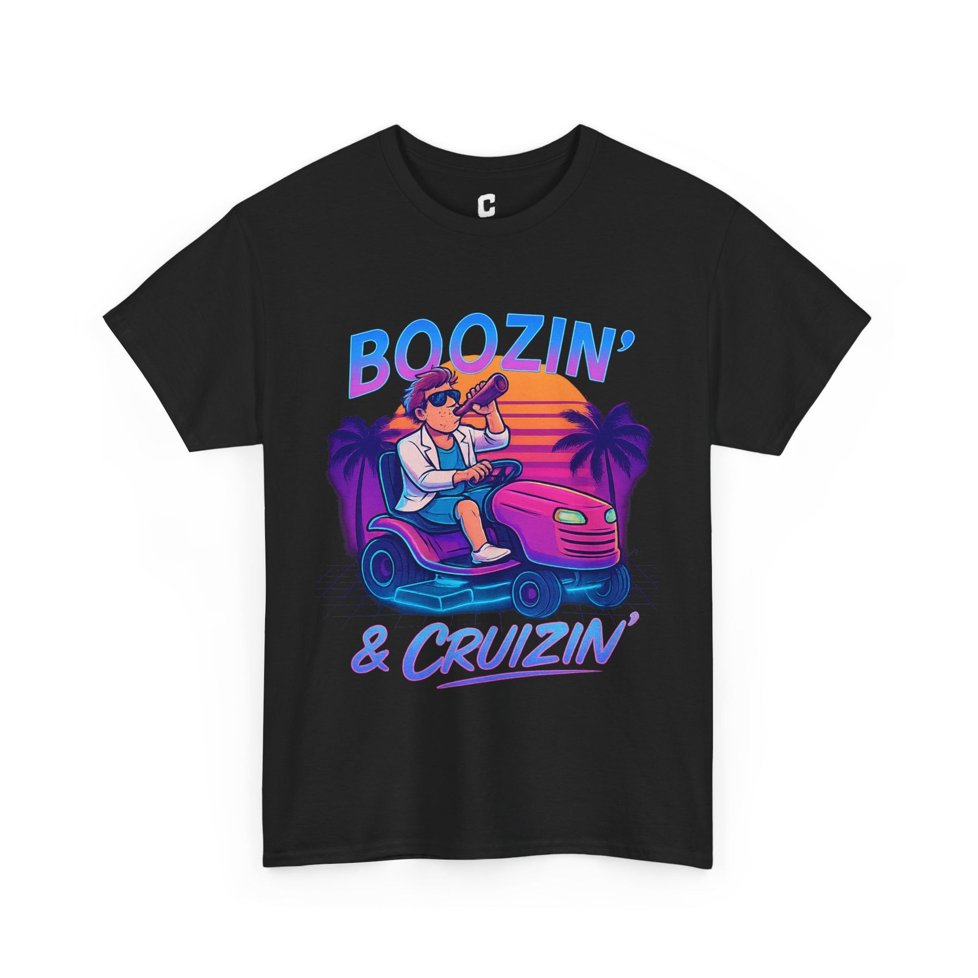 Boozin and Cruizin Retro Lawn Mower Drinking Party Design