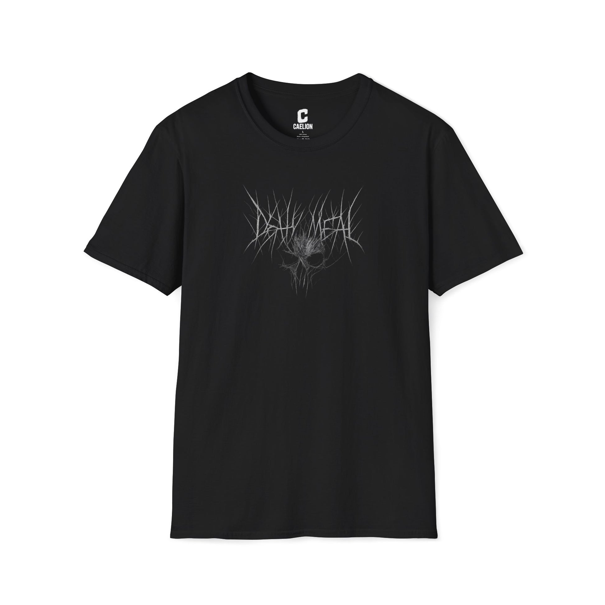 Unreadable Death Metal Skull Logo Shirt for Metalheads and Underground Fans