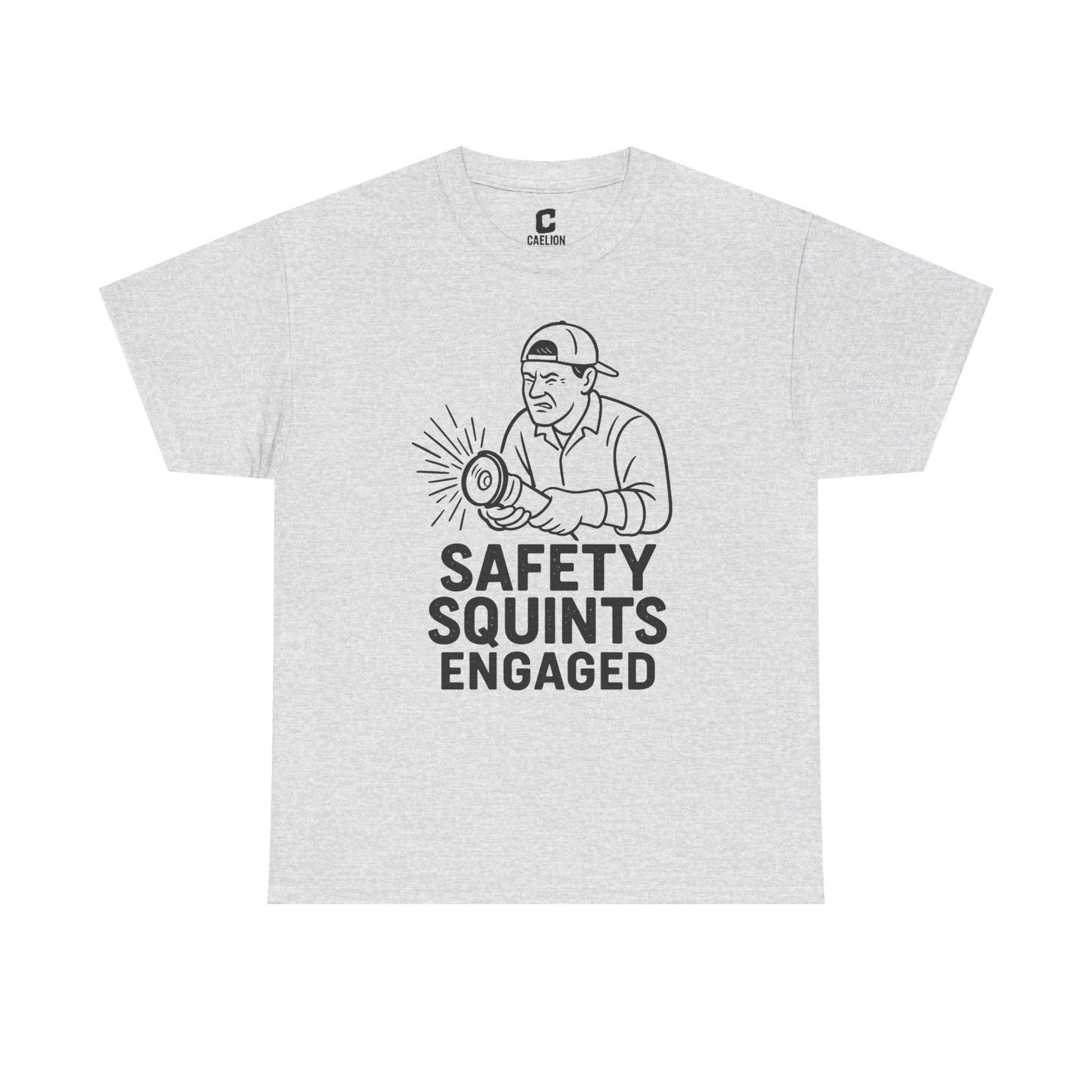 Safety Squints Engaged Grinder Mechanic Humor Black Line Art, Funny Workwear, Gift for Dad, Safety Awareness Apparel, Casual Everyday Tee