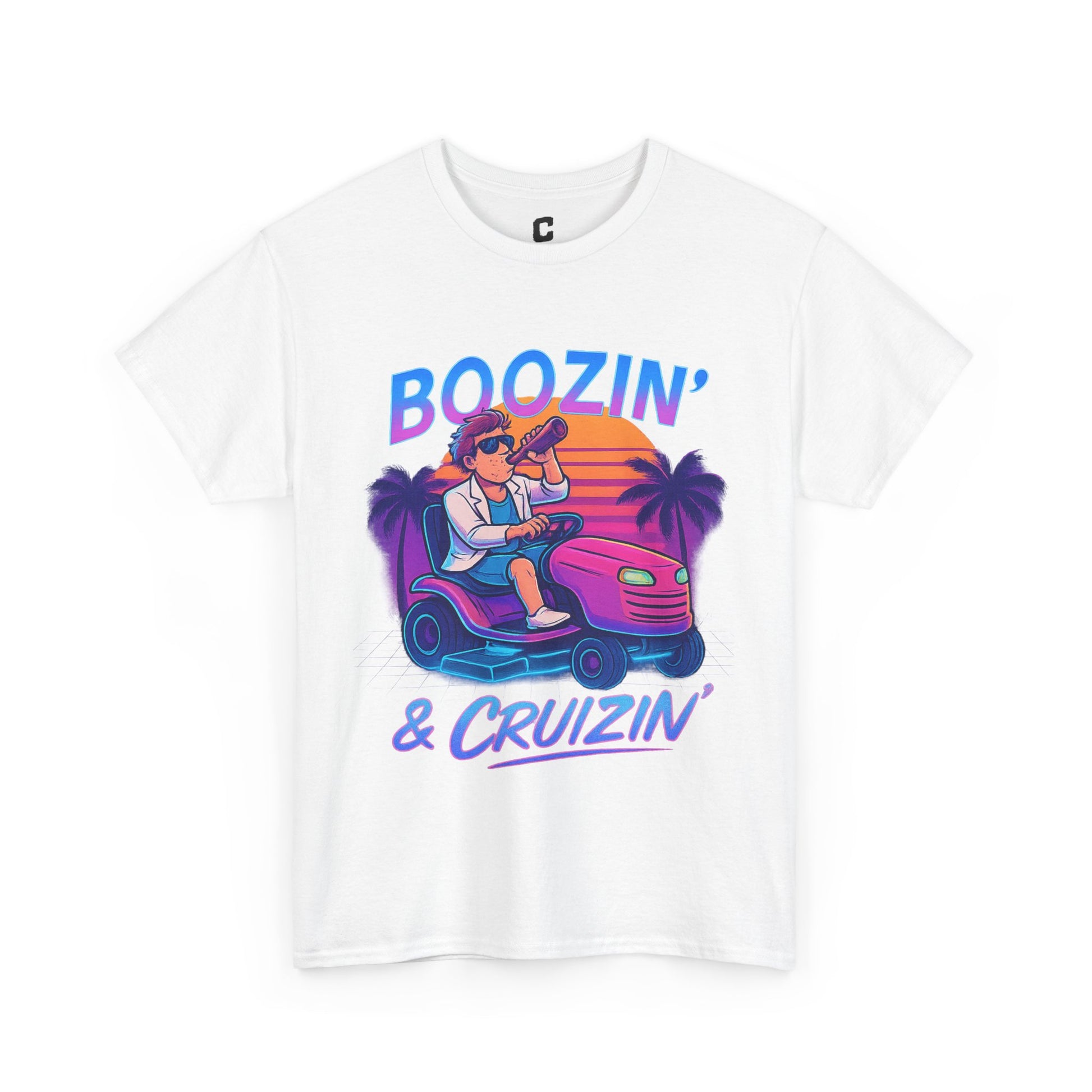 Boozin and Cruizin Retro Lawn Mower Drinking Party Design