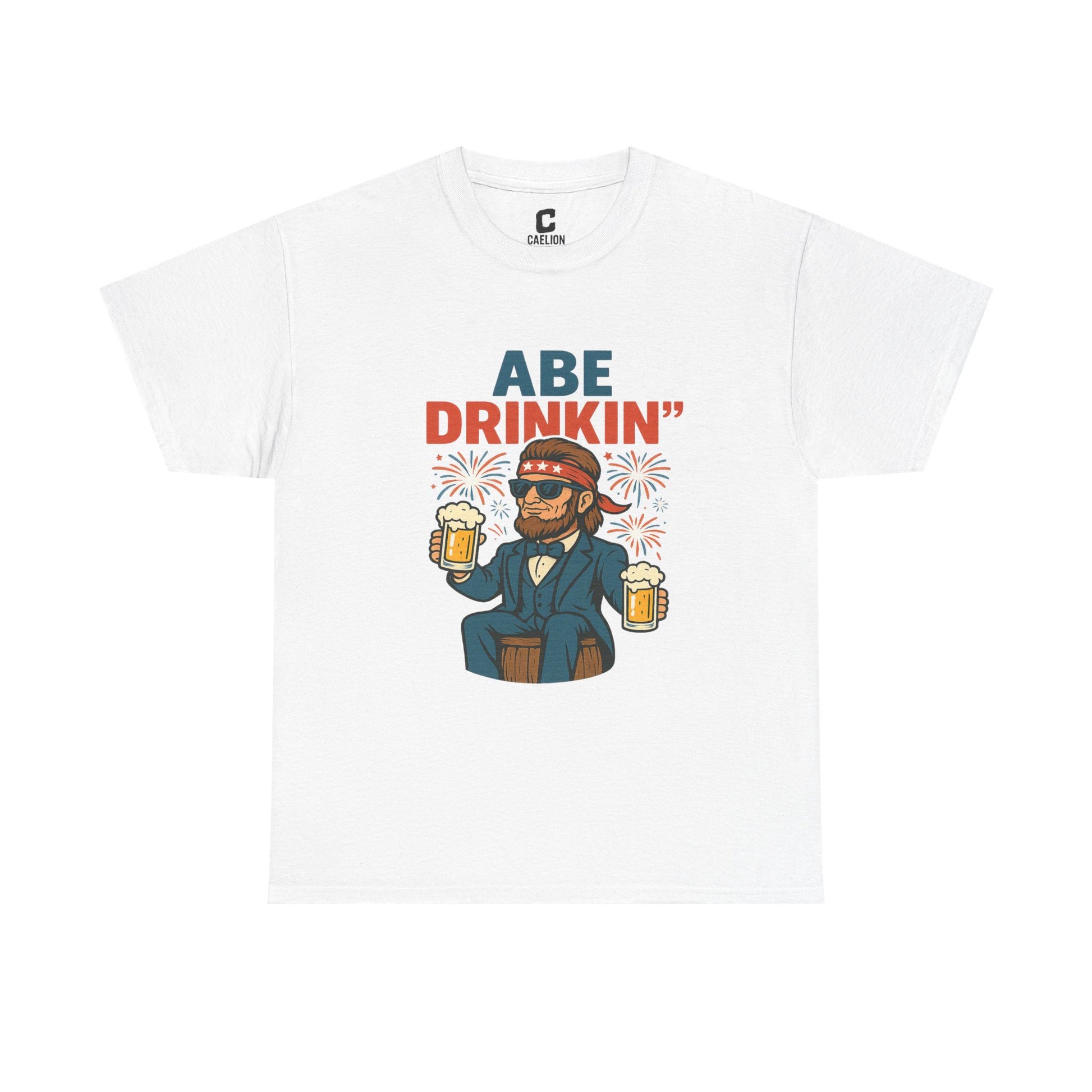 Abe Drinkin Funny Fourth of July Lincoln Beer Party Shirt for Patriotic Cookouts and Summer Celebrations