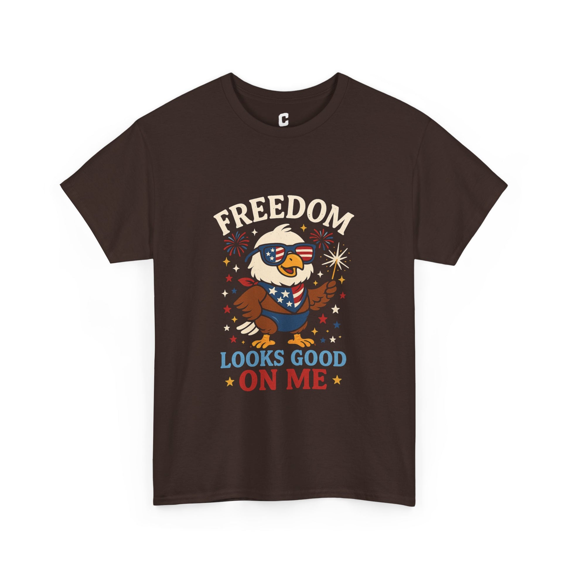 Freedom Looks Good on Me Cute Patriotic Bald Eagle Design for Fourth of July Celebrations on Dark Colors