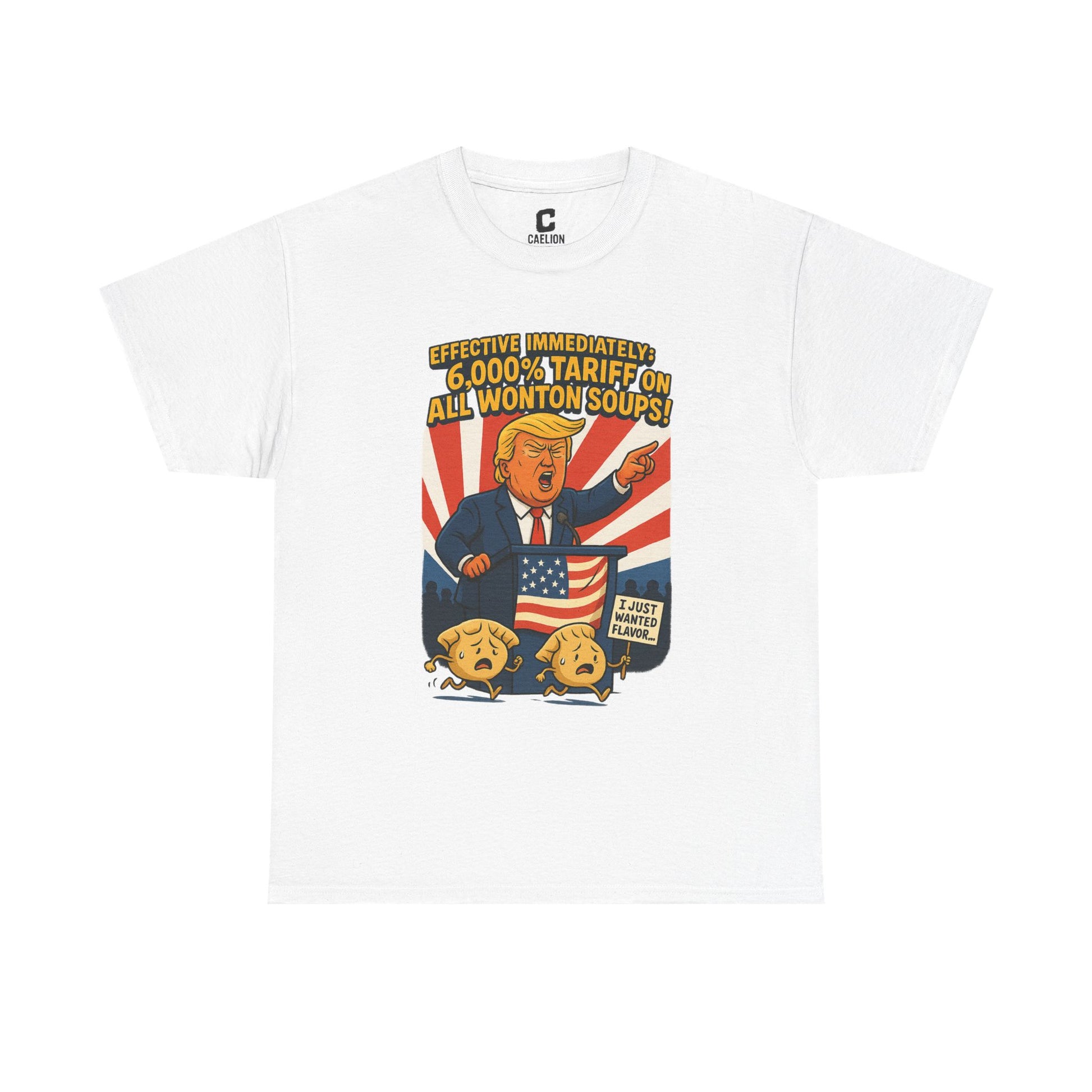 Funny Wonton Soup Tariff Shirt  Political Cartoon Satire Tee with Crying Dumplings  Food Humor Graphic Tee for Meme Lovers