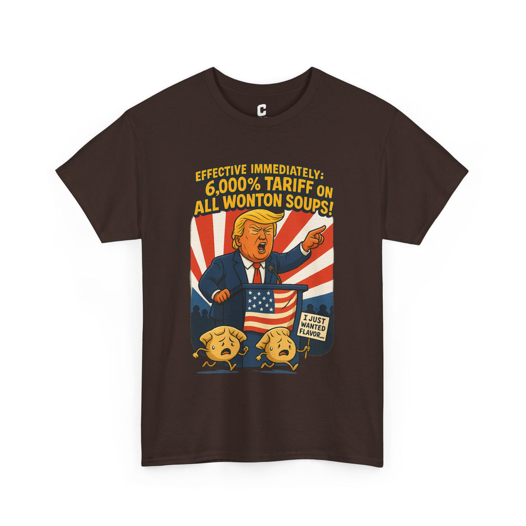 Funny Wonton Soup Tariff Shirt  Political Cartoon Satire Tee with Crying Dumplings  Food Humor Graphic Tee for Meme Lovers